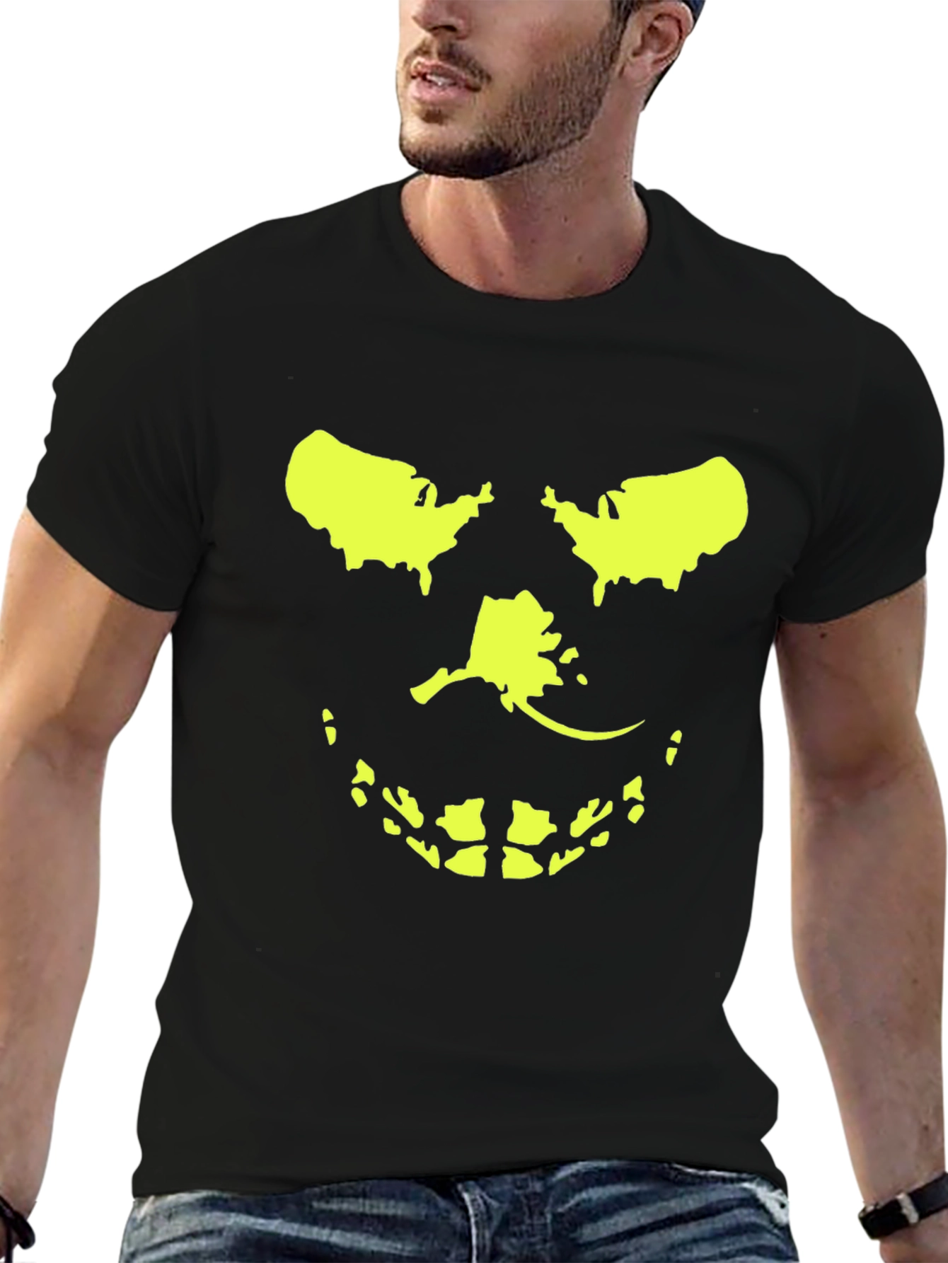 USA Map Grimace T-Shirt - Black Graphic Tee