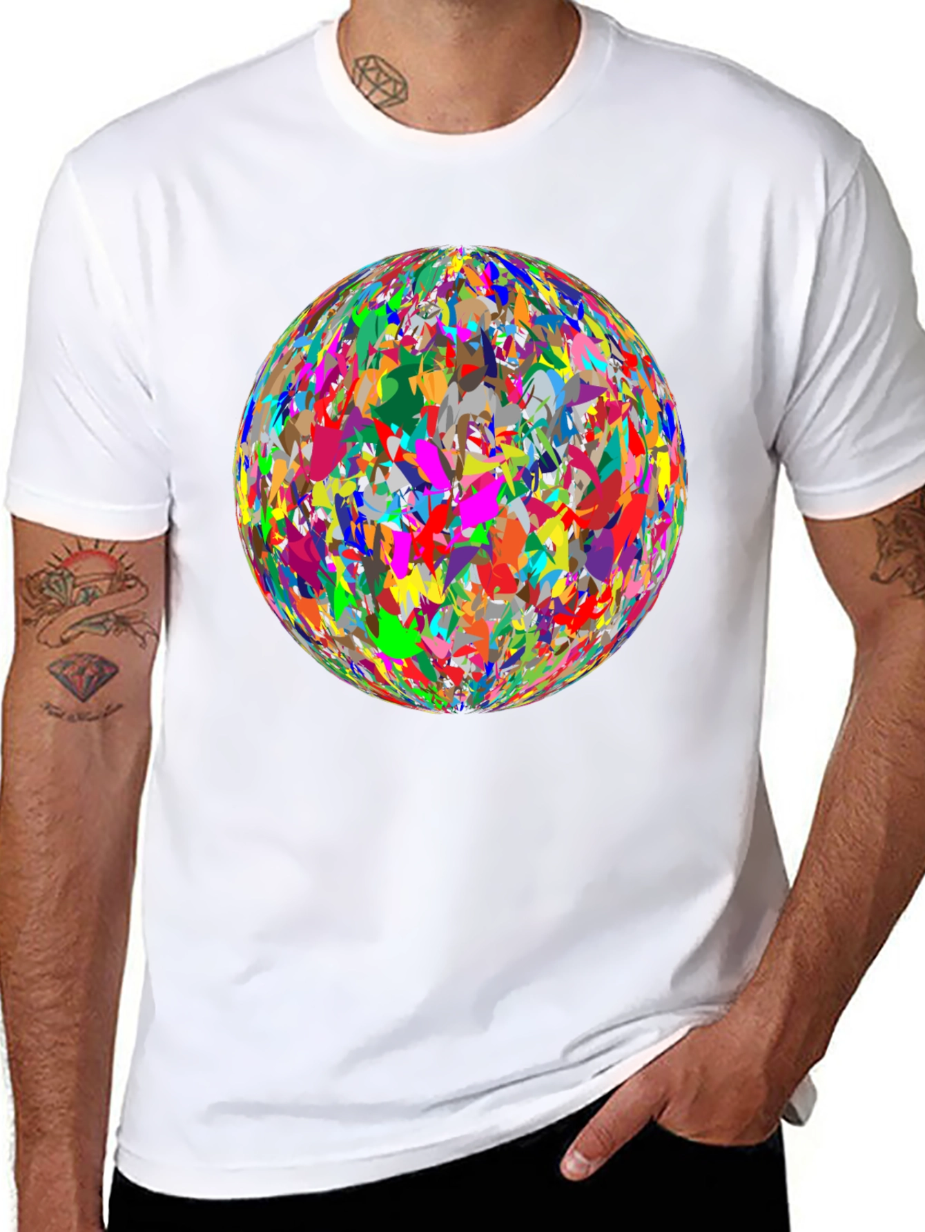 Abstract Sphere Graphic Black T-Shirt