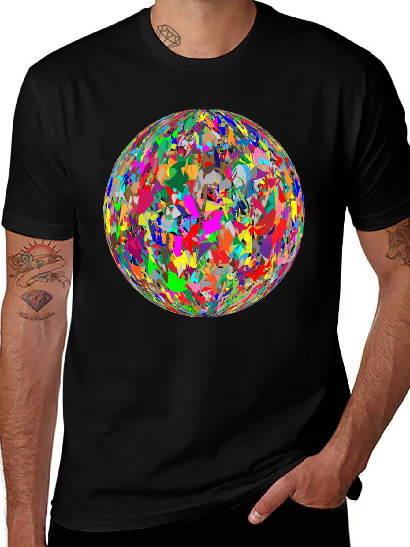 Abstract Sphere Graphic Black T-Shirt