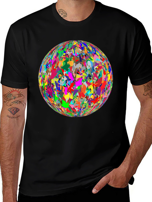 Abstract Sphere Graphic Black T-Shirt