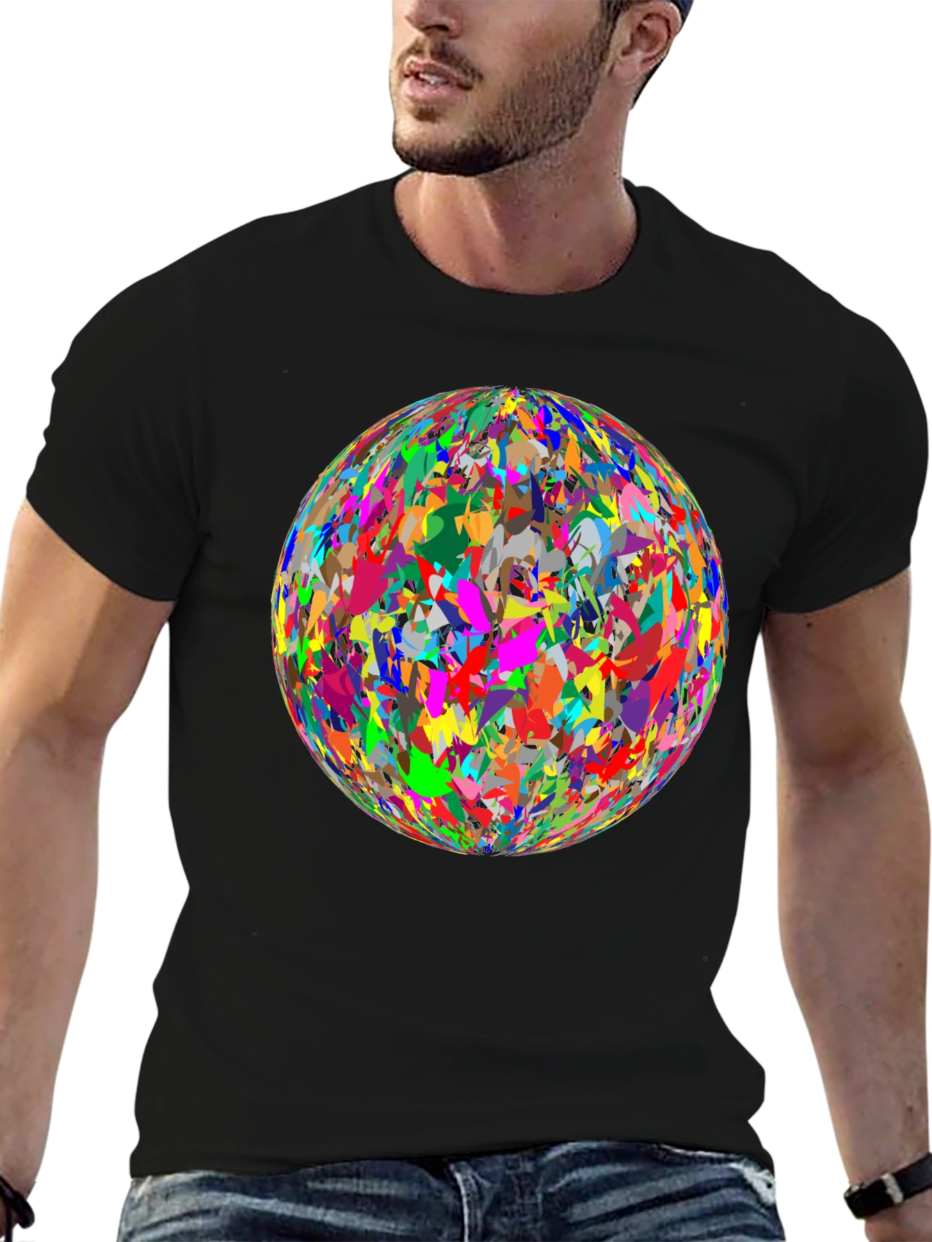 Abstract Sphere Graphic Black T-Shirt