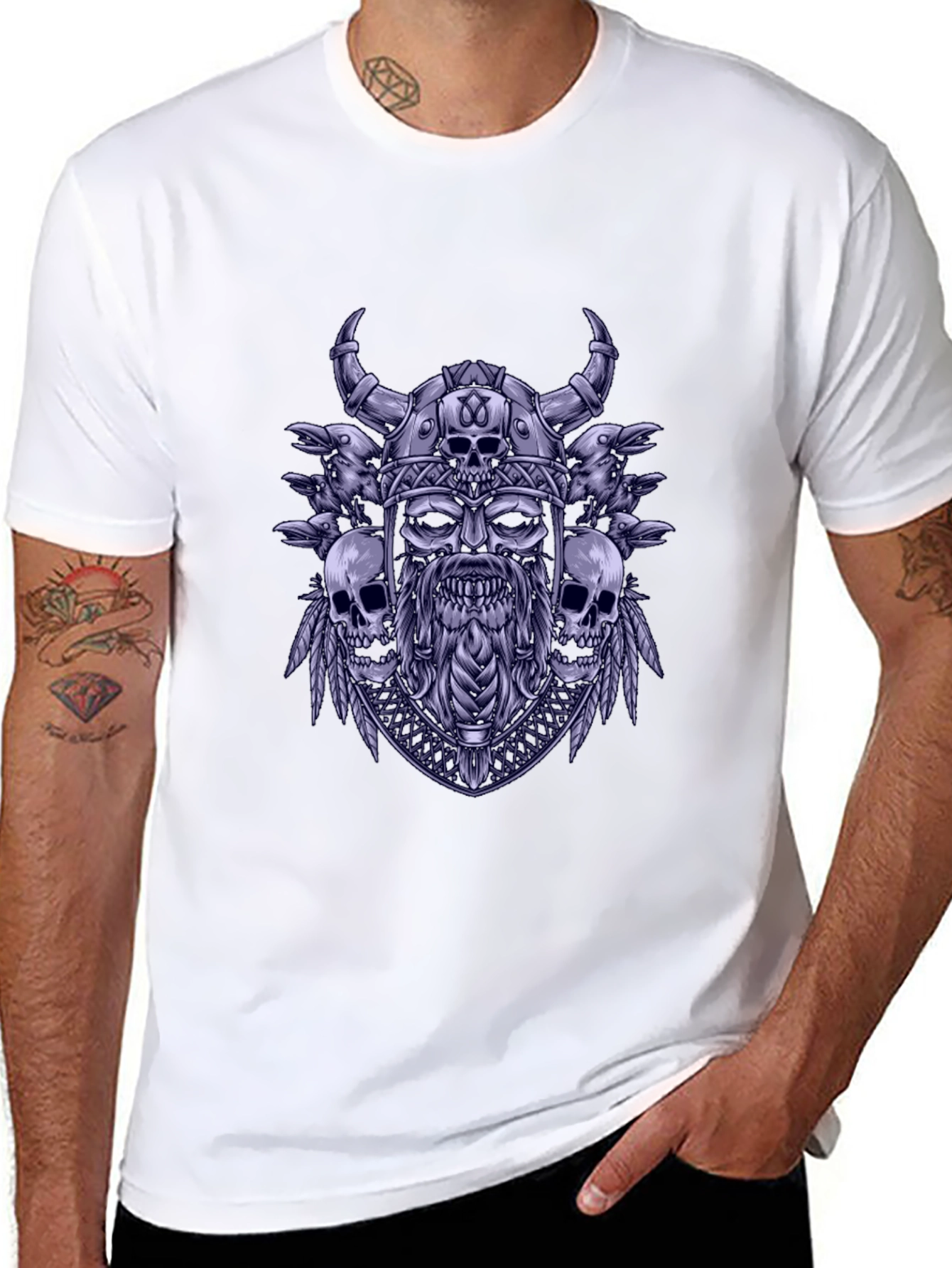 Viking Skull Graphic Tee - Black T-Shirt