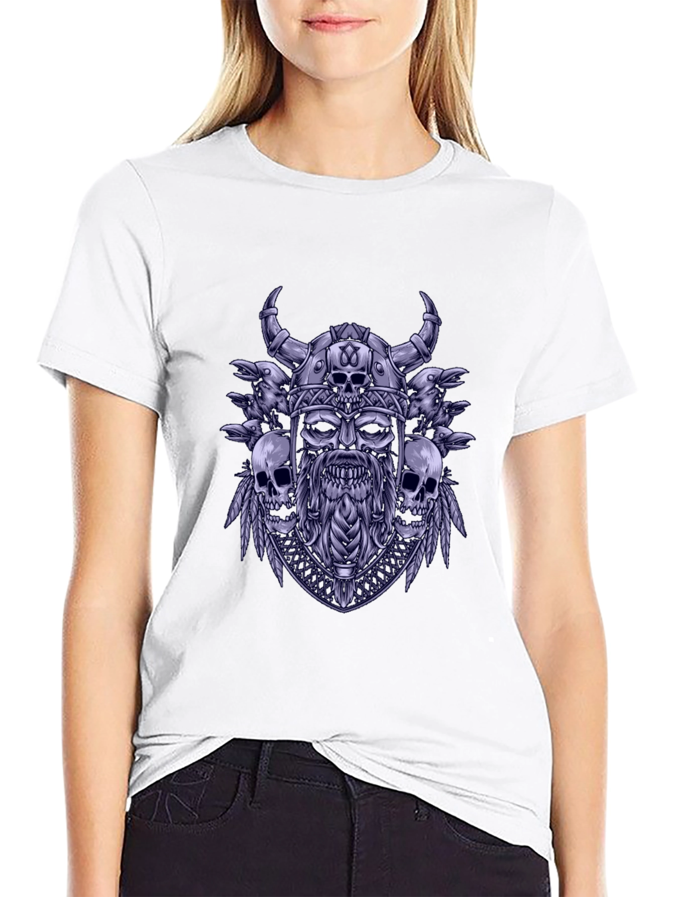 Viking Skull Graphic Tee - Black T-Shirt