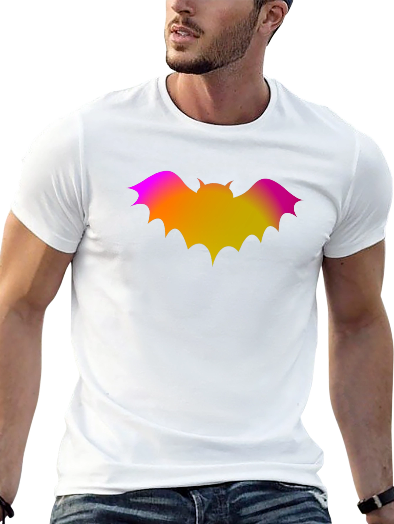 Gradient Bat Graphic Black T-Shirt