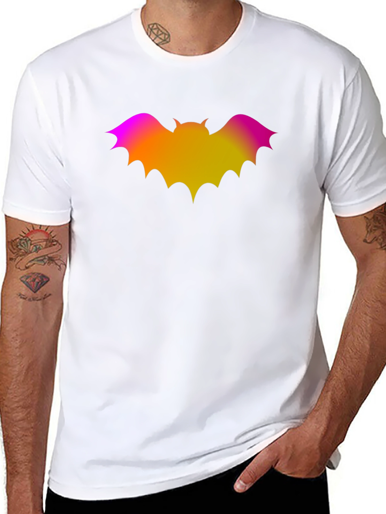 Gradient Bat Graphic Black T-Shirt