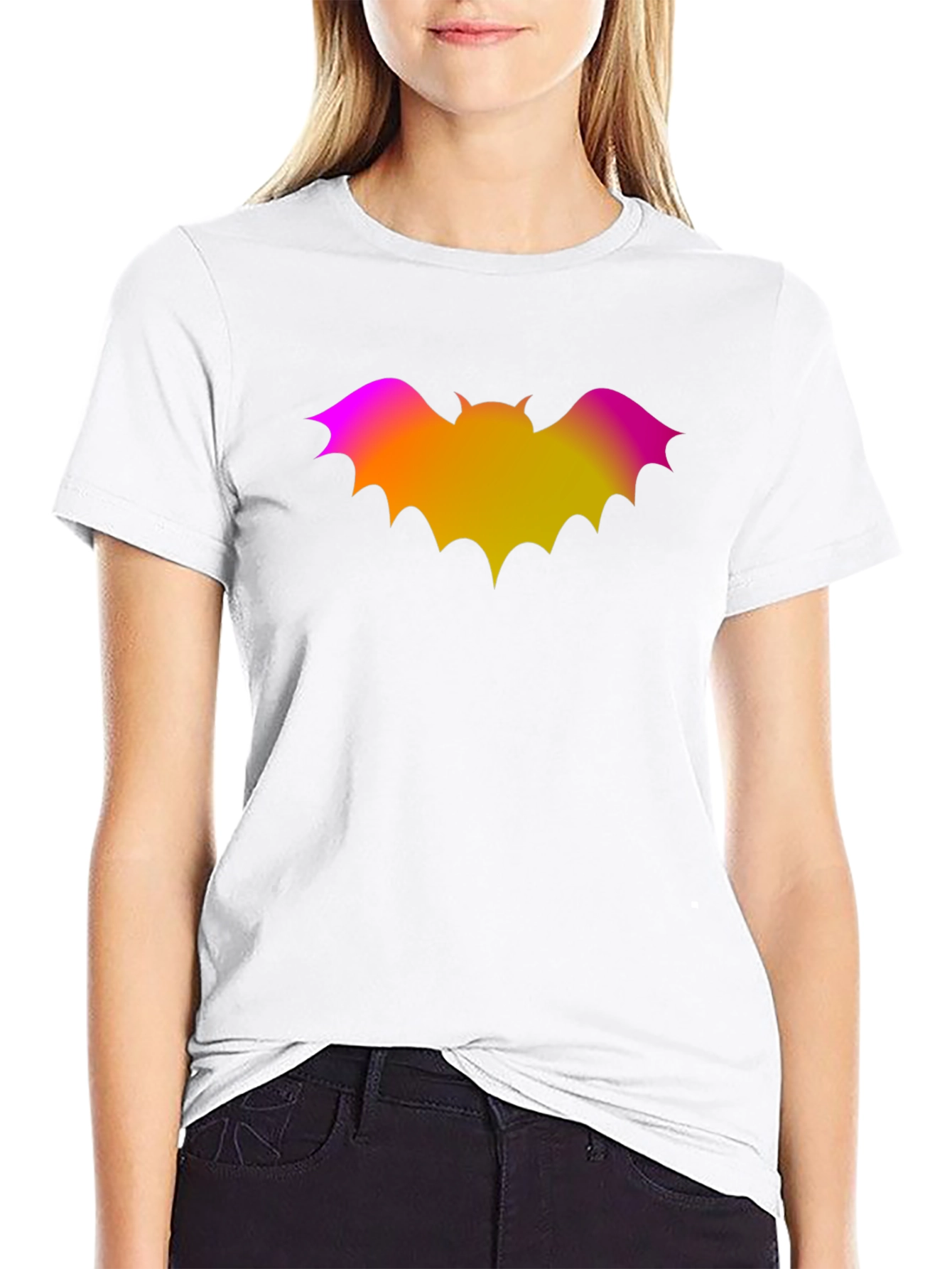 Gradient Bat Graphic Black T-Shirt