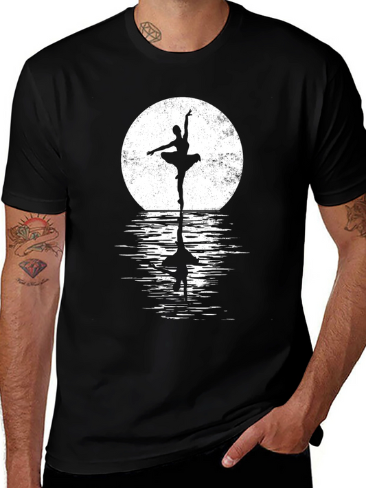 Ballerina Moon Reflection Black T-Shirt