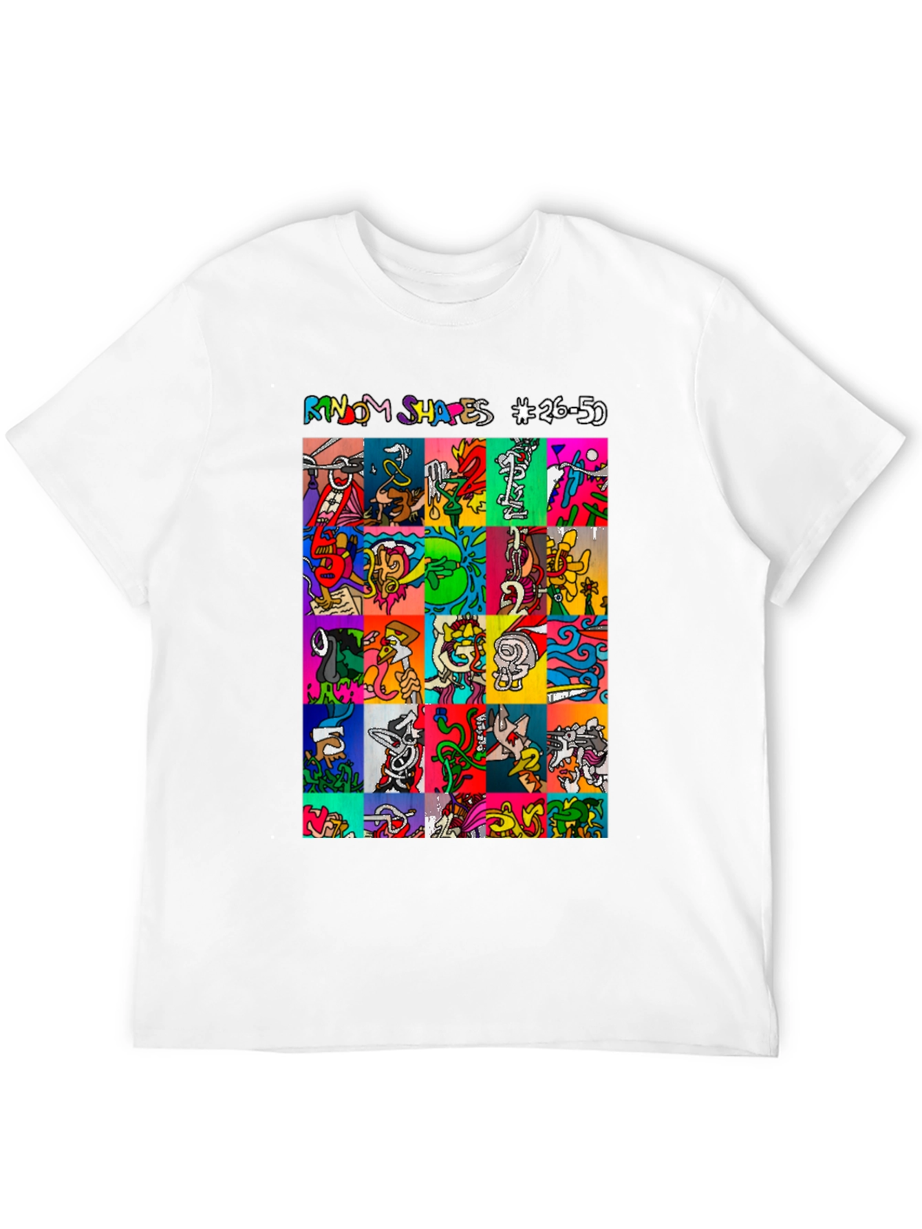 Random Shapes Graphic Print Tee - Black