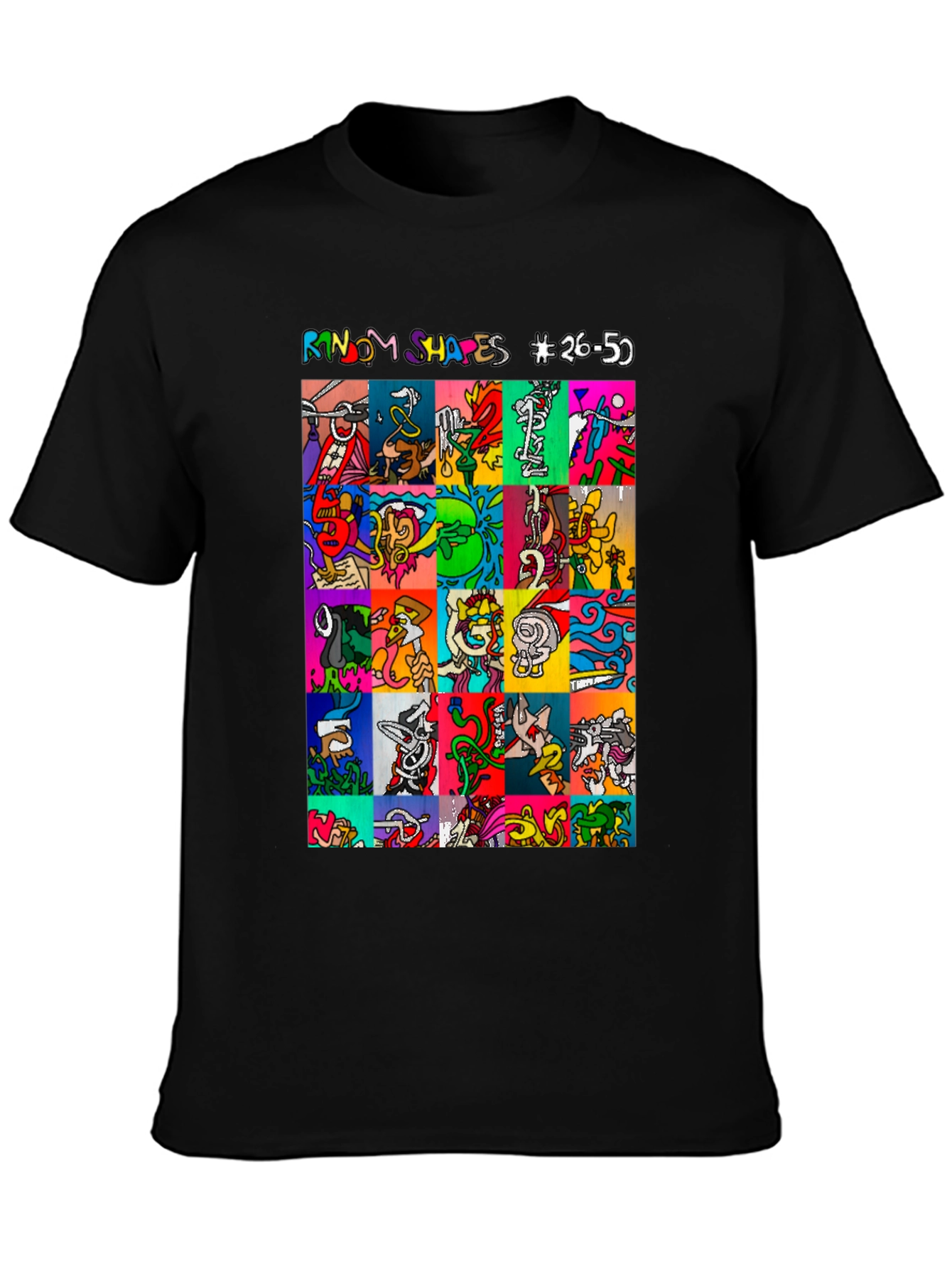 Random Shapes Graphic Print Tee - Black