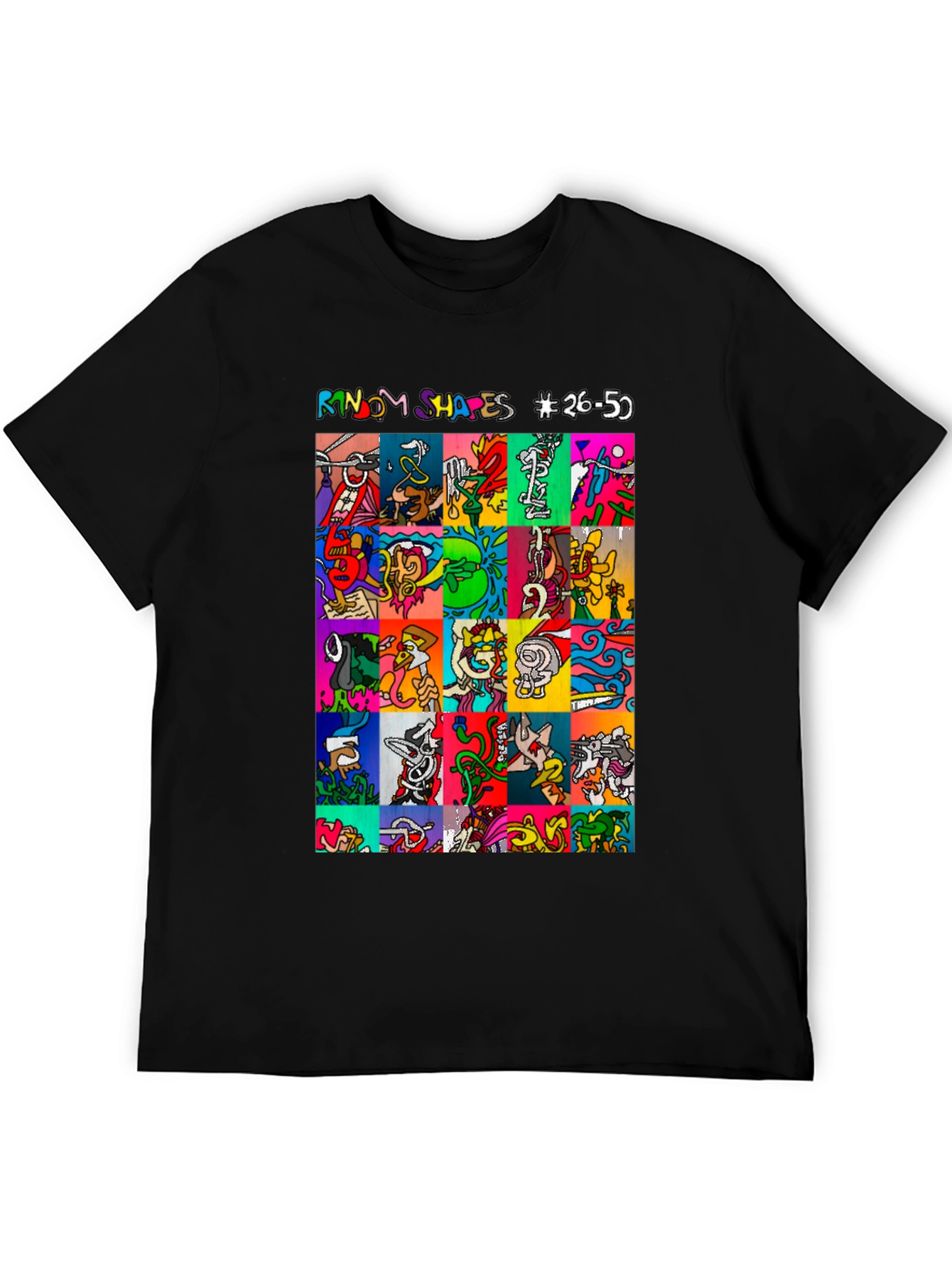 Random Shapes Graphic Print Tee - Black