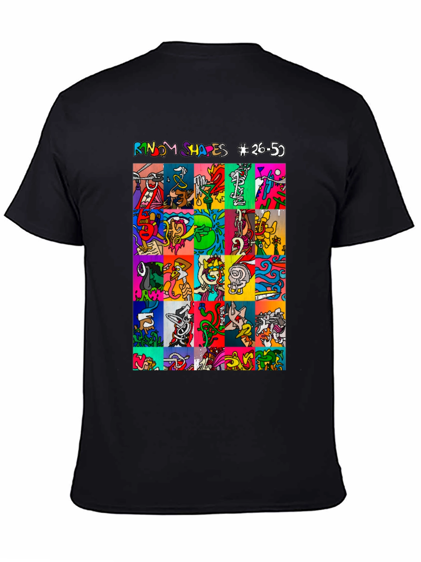 Random Shapes Graphic Print Tee - Black