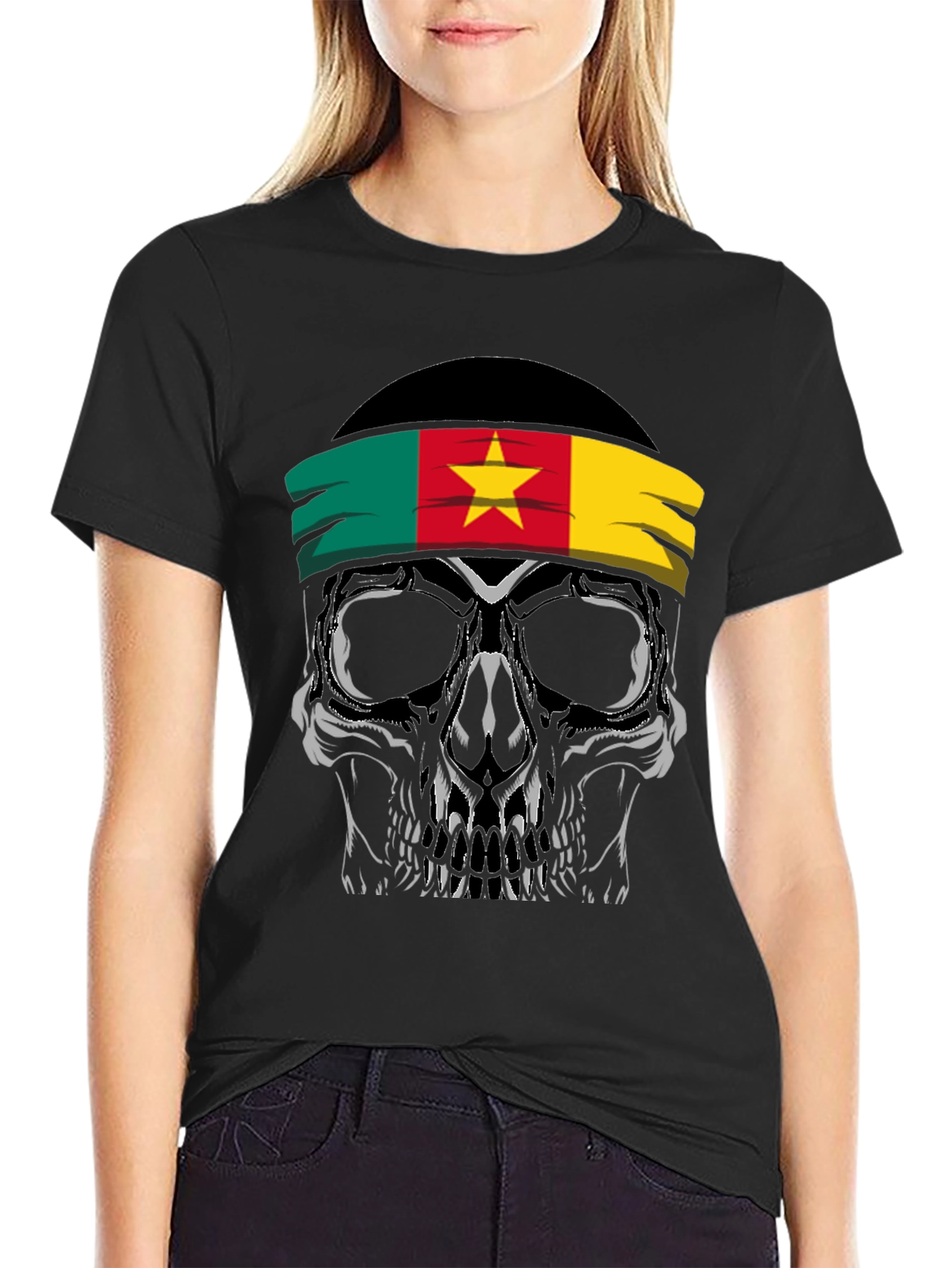 Cameroon Flag Skull Graphic Tee