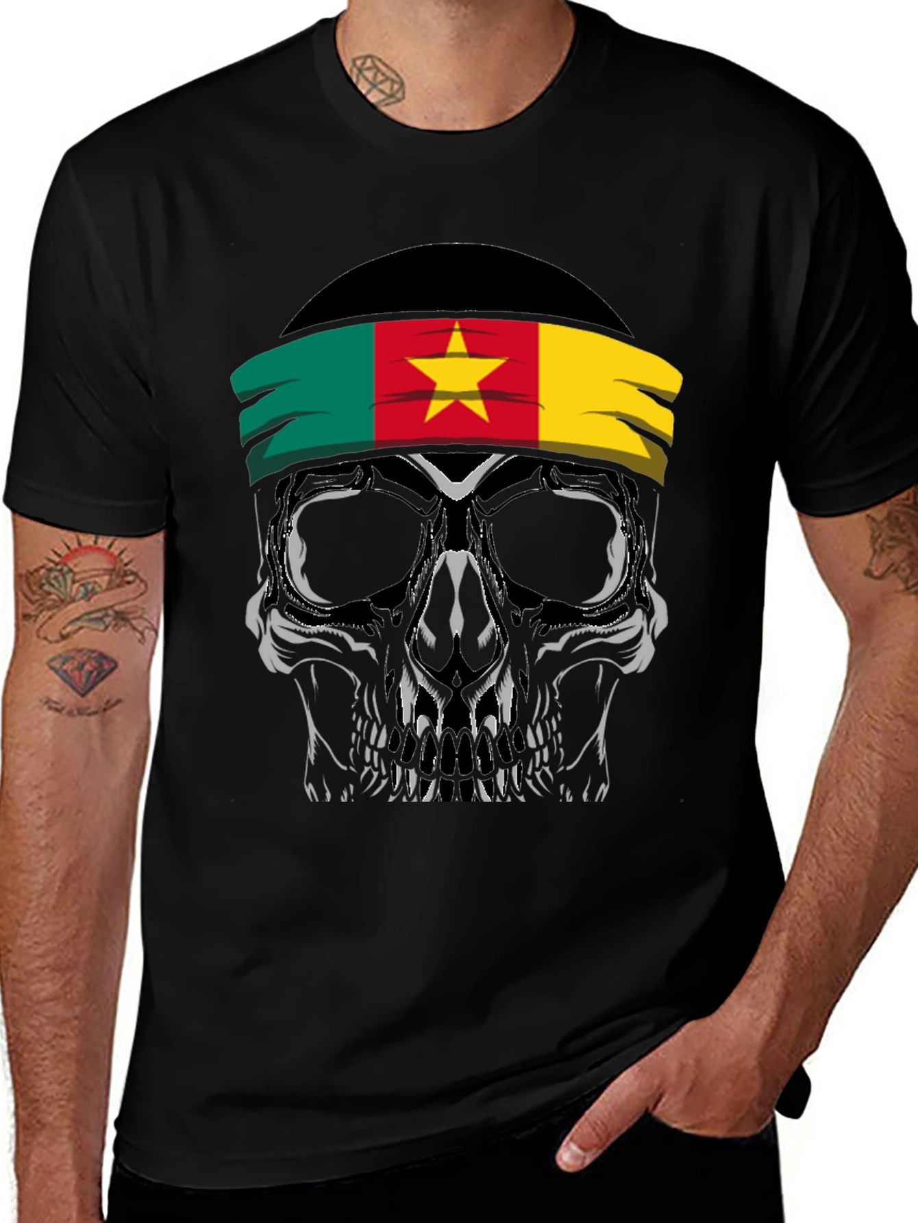 Cameroon Flag Skull Graphic Tee