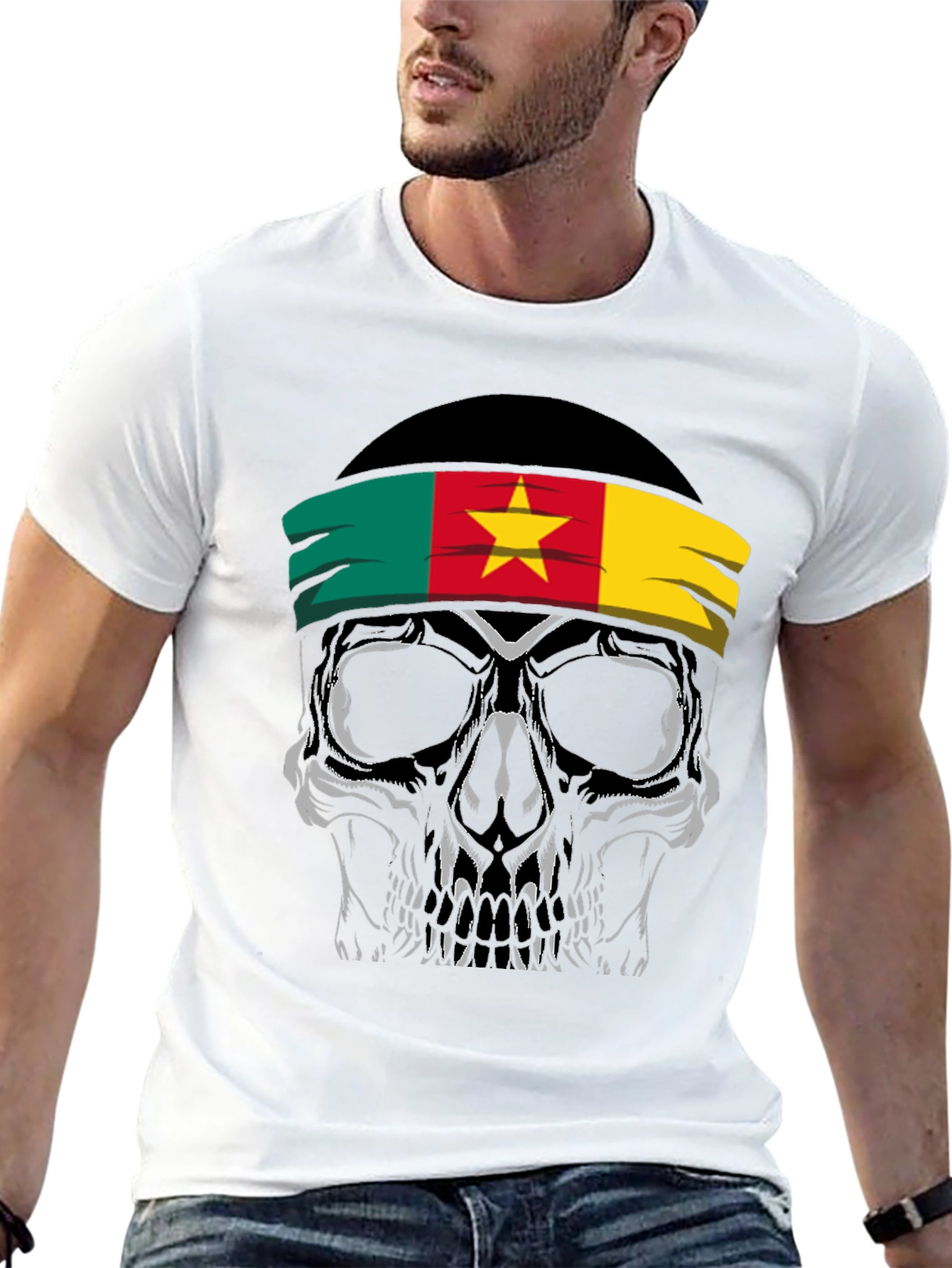 Cameroon Flag Skull Graphic Tee