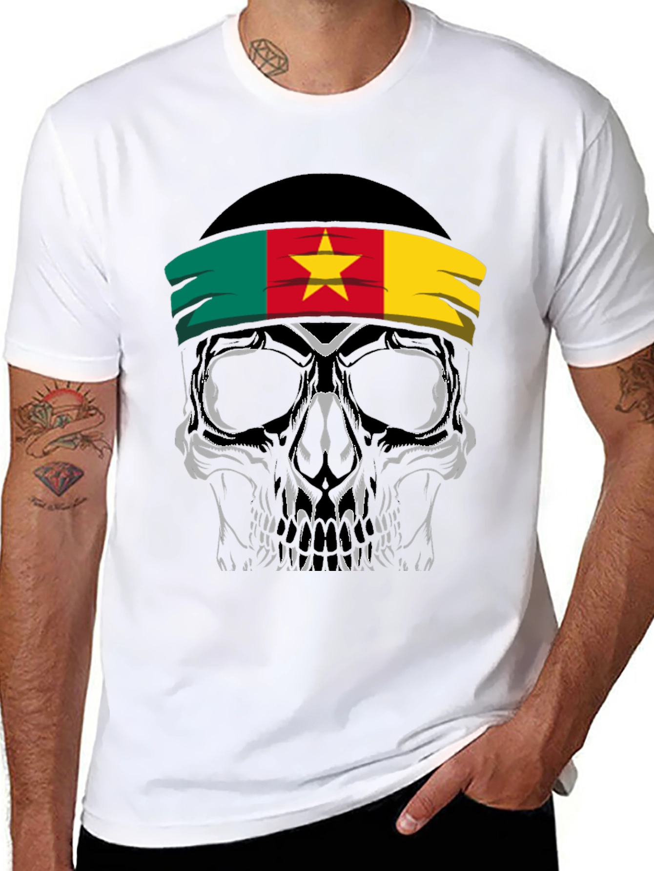 Cameroon Flag Skull Graphic Tee