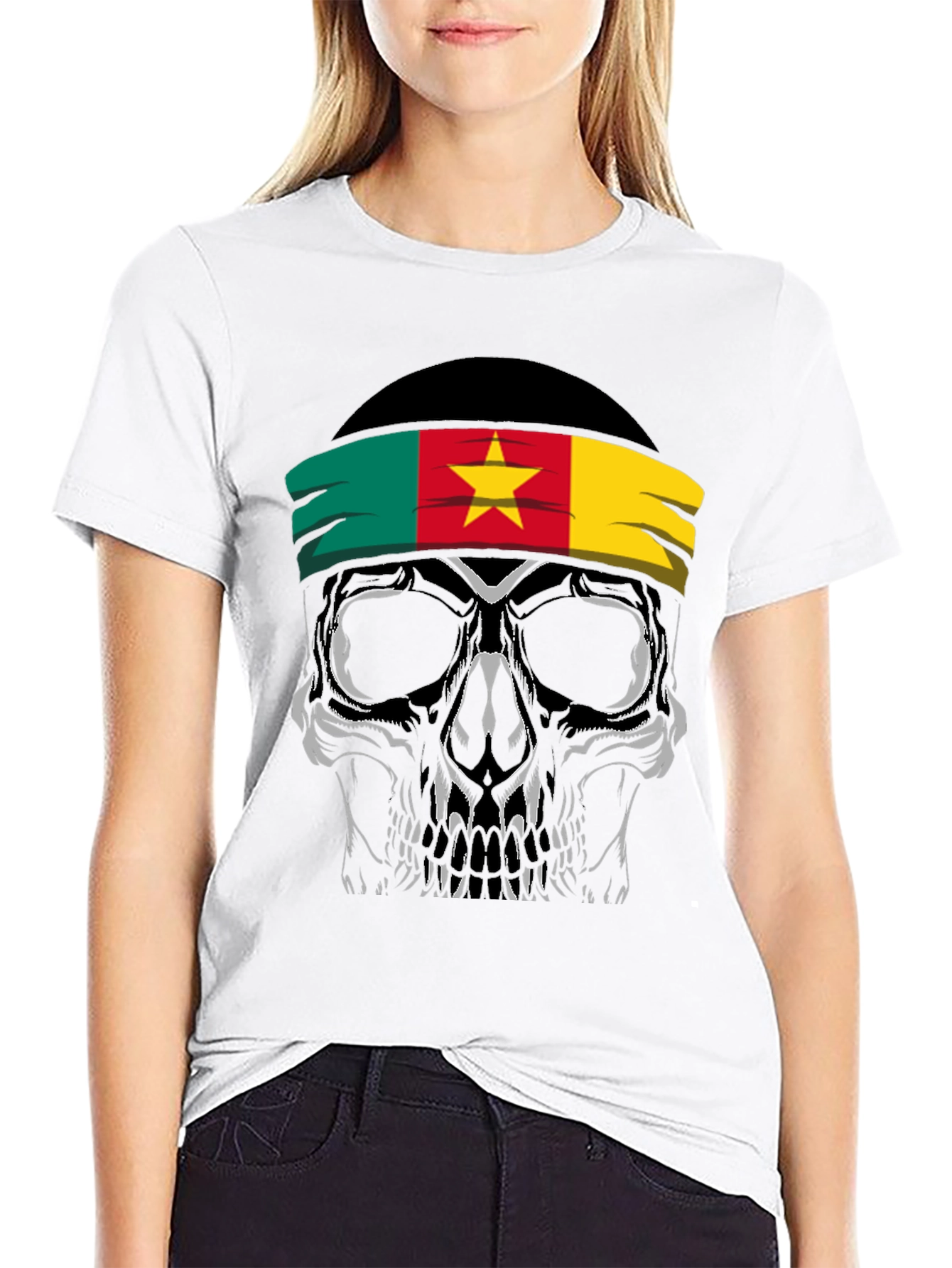 Cameroon Flag Skull Graphic Tee