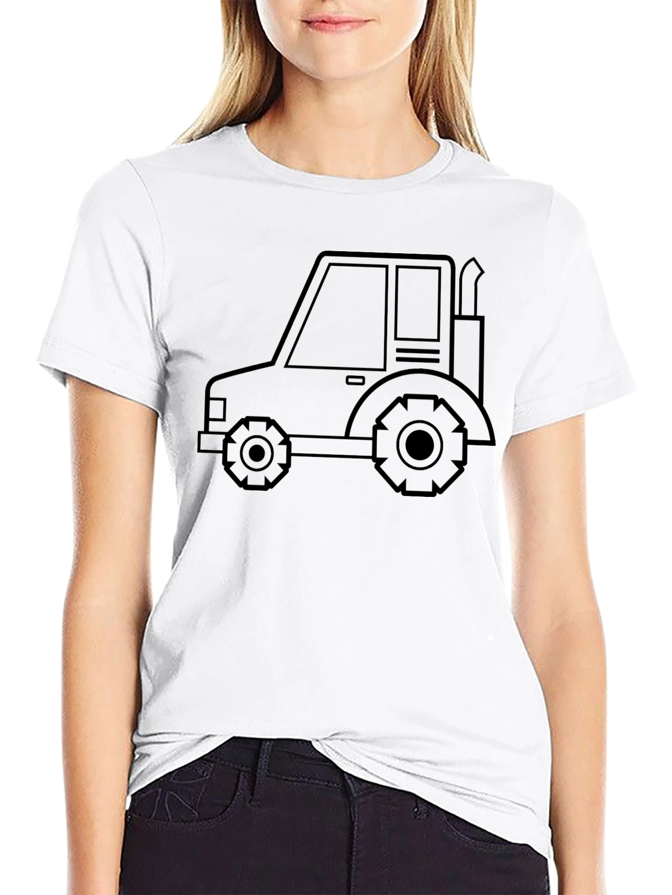 Tractor Graphic Tee - Black Cotton Comfort