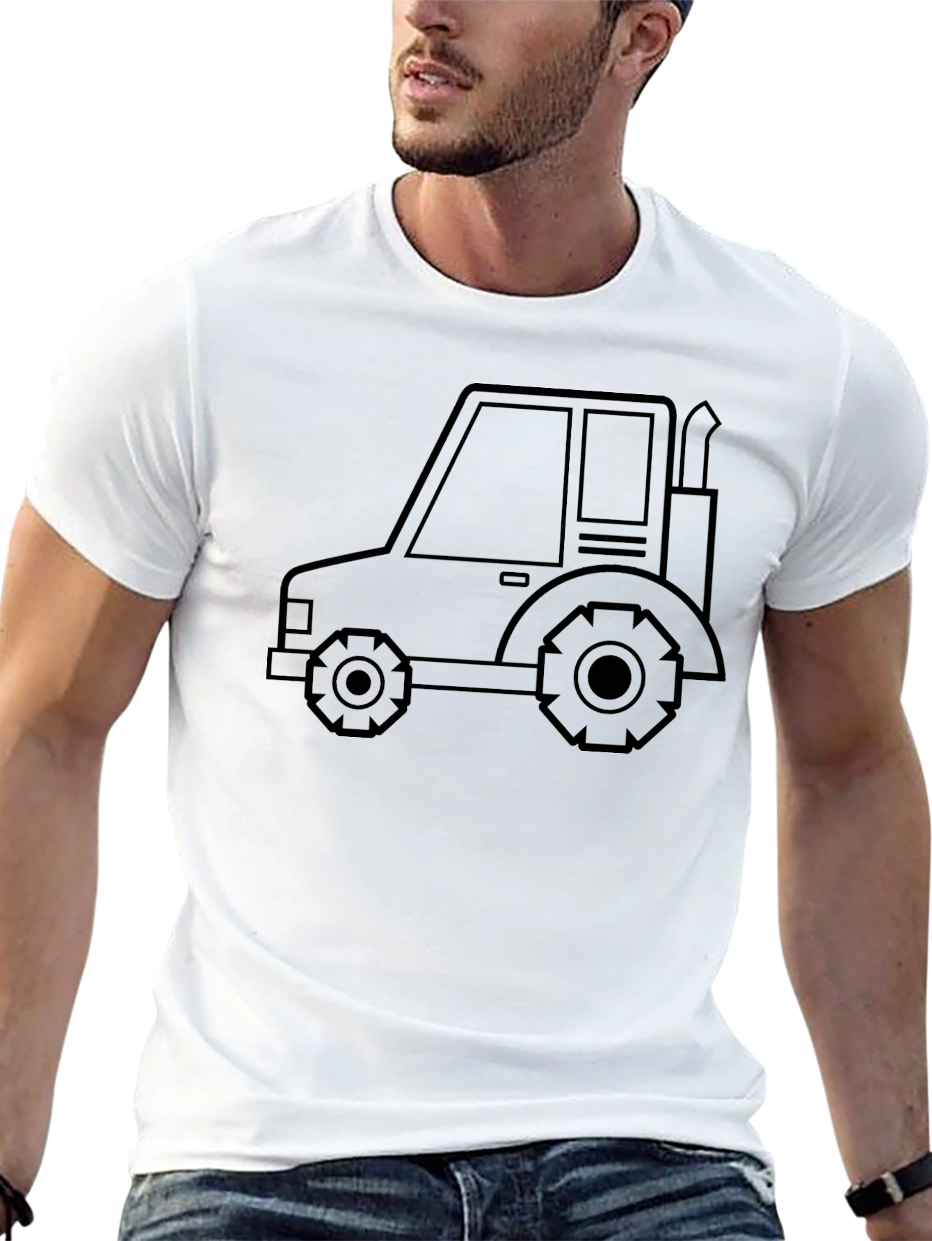 Tractor Graphic Tee - Black Cotton Comfort