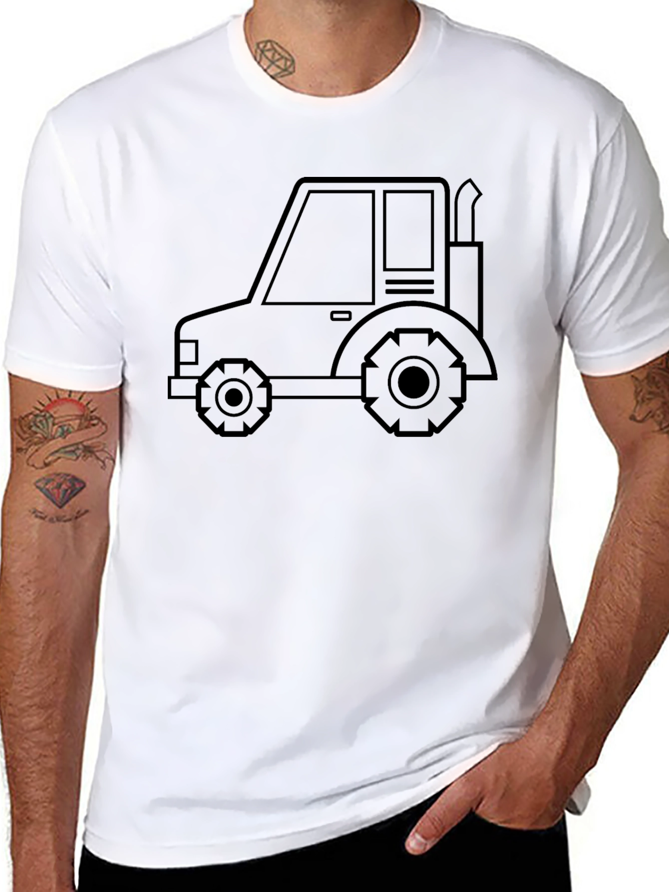 Tractor Graphic Tee - Black Cotton Comfort