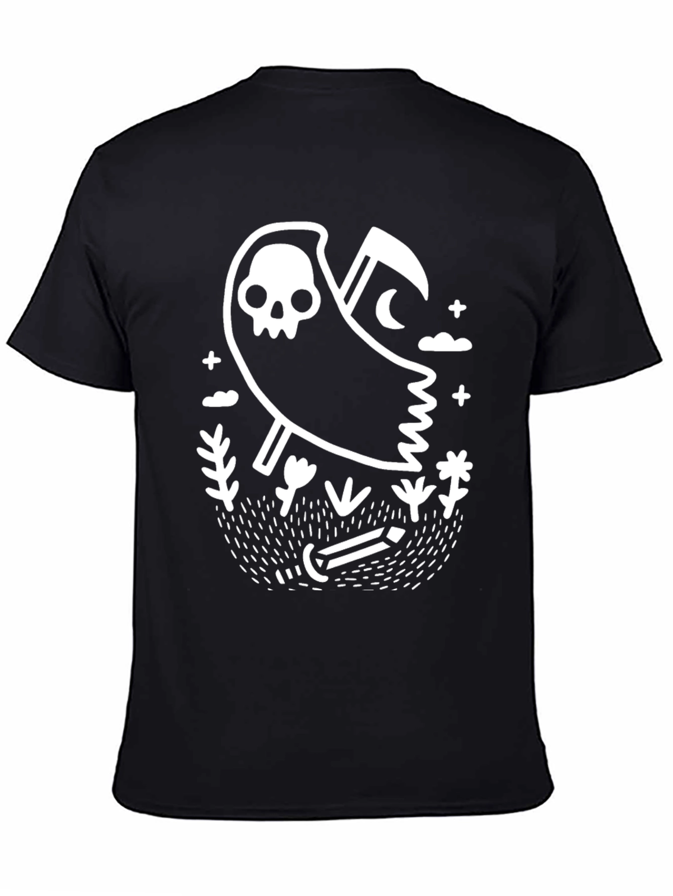 Grim Reaper Graphic Tee - Black Cotton T-Shirt