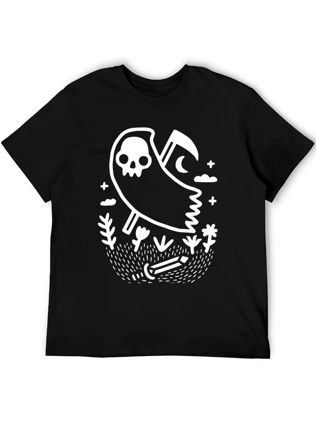 Grim Reaper Graphic Tee - Black Cotton T-Shirt