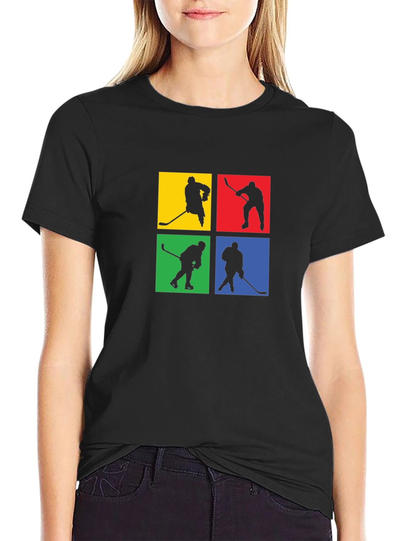 Hockey Silhouette Graphic Tee - Black