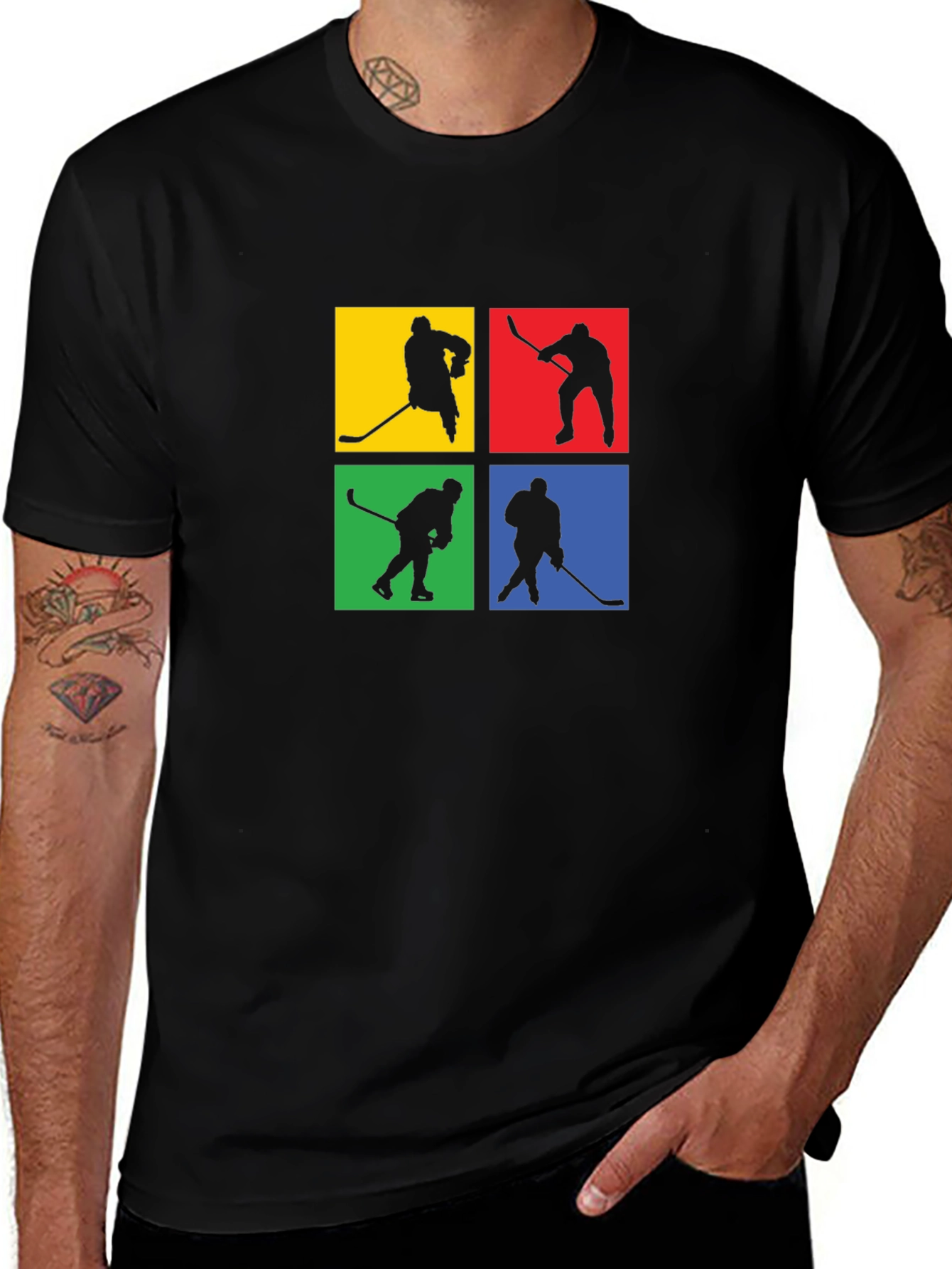 Hockey Silhouette Graphic Tee - Black