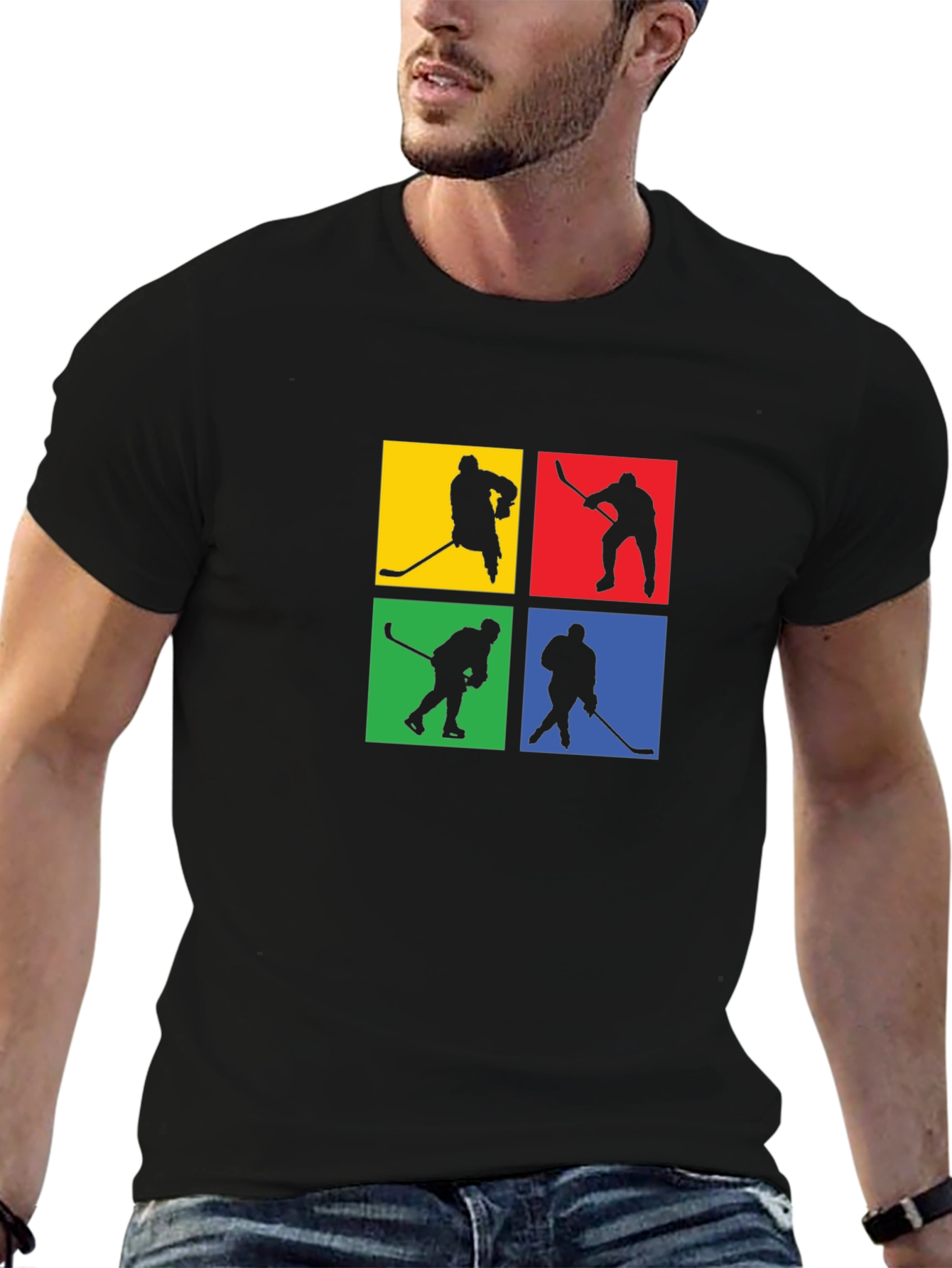 Hockey Silhouette Graphic Tee - Black
