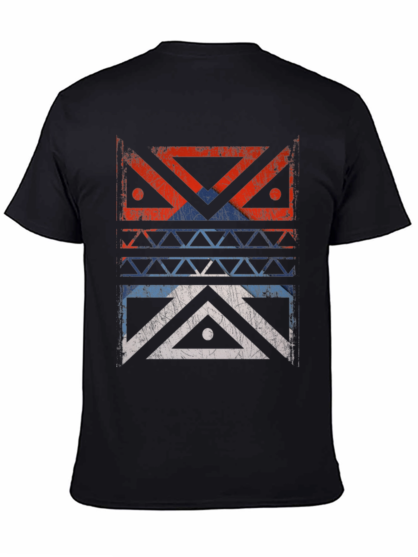 Geometric Tribal Design Black T-Shirt