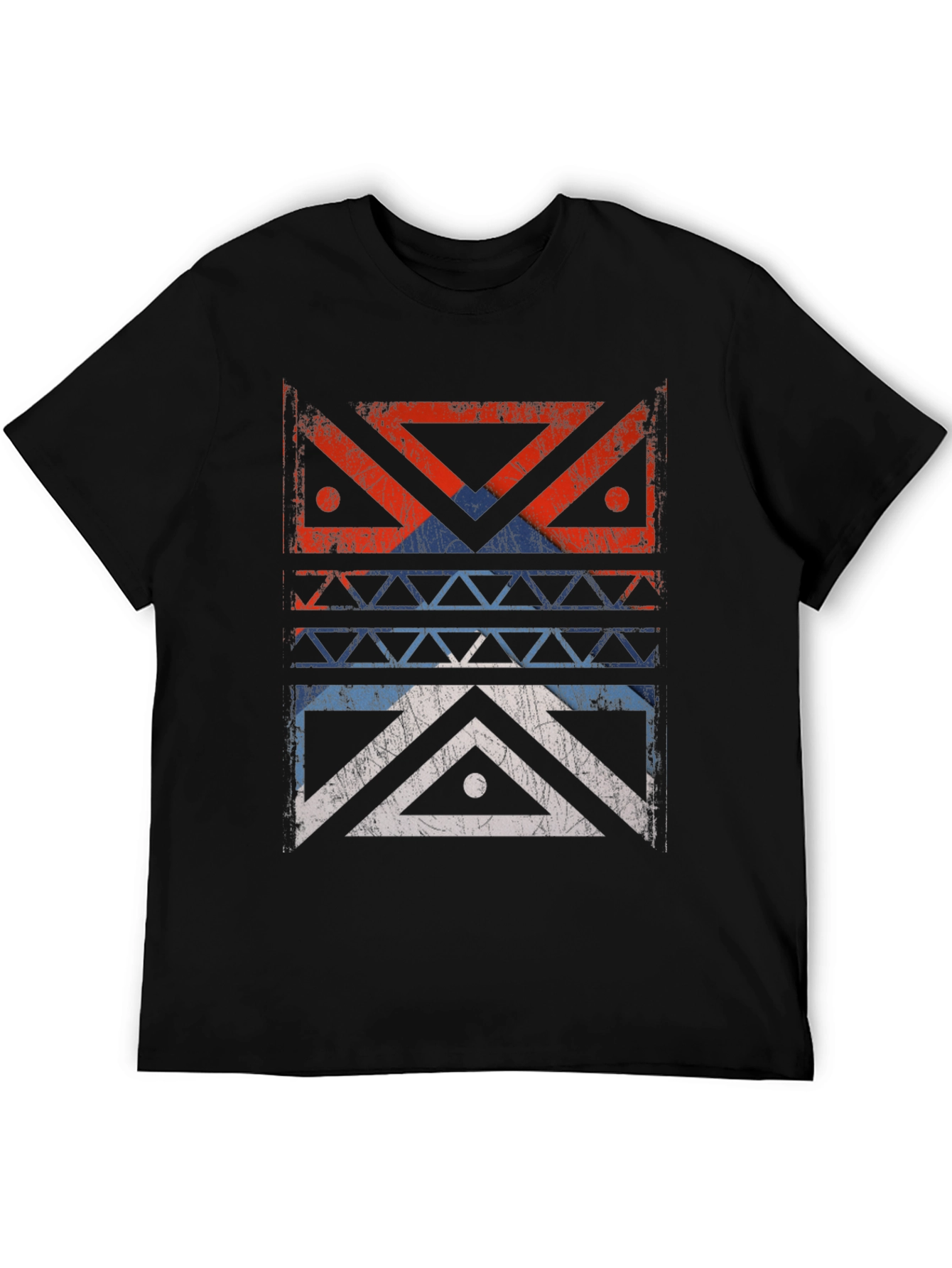 Geometric Tribal Design Black T-Shirt