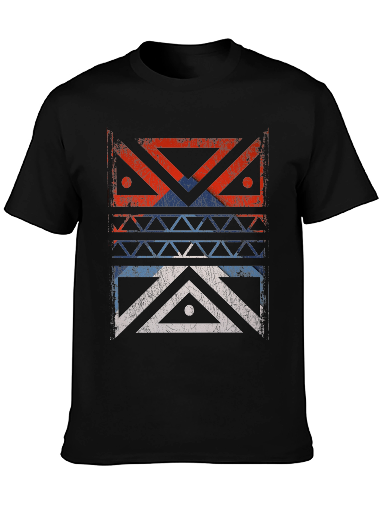 Geometric Tribal Design Black T-Shirt