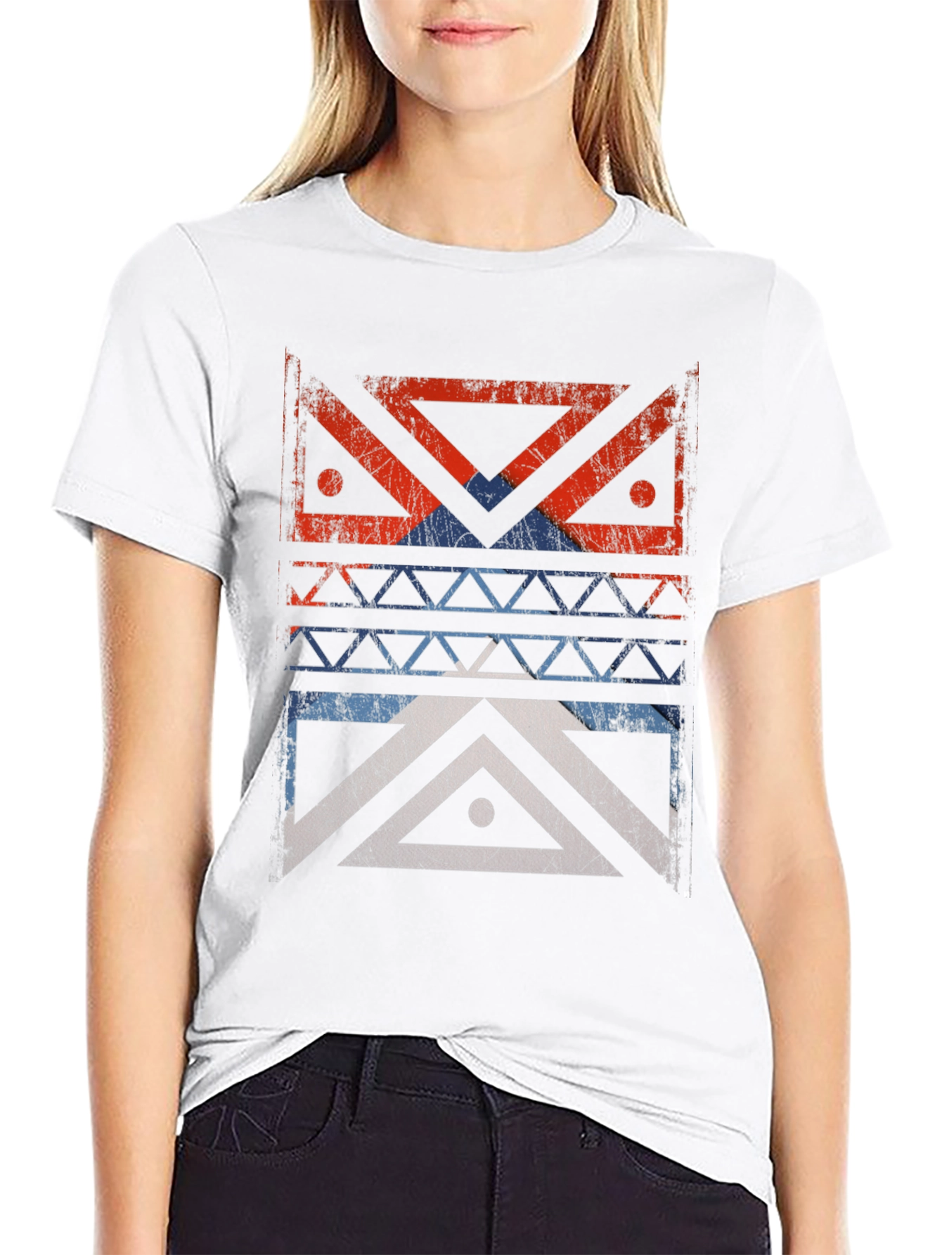 Geometric Tribal Design Black T-Shirt