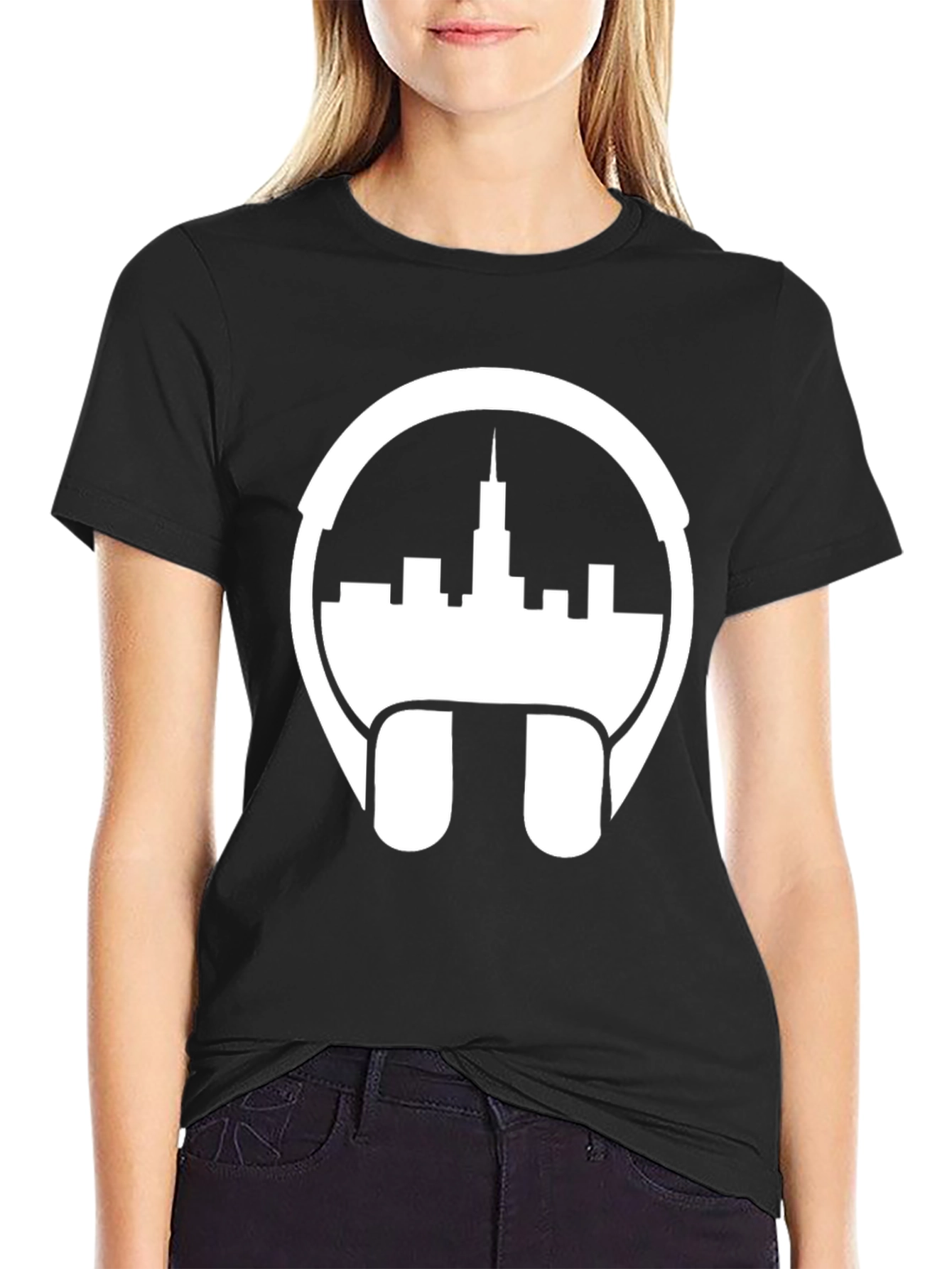 Cityscape Headphones Graphic Tee - Stylish & Unique