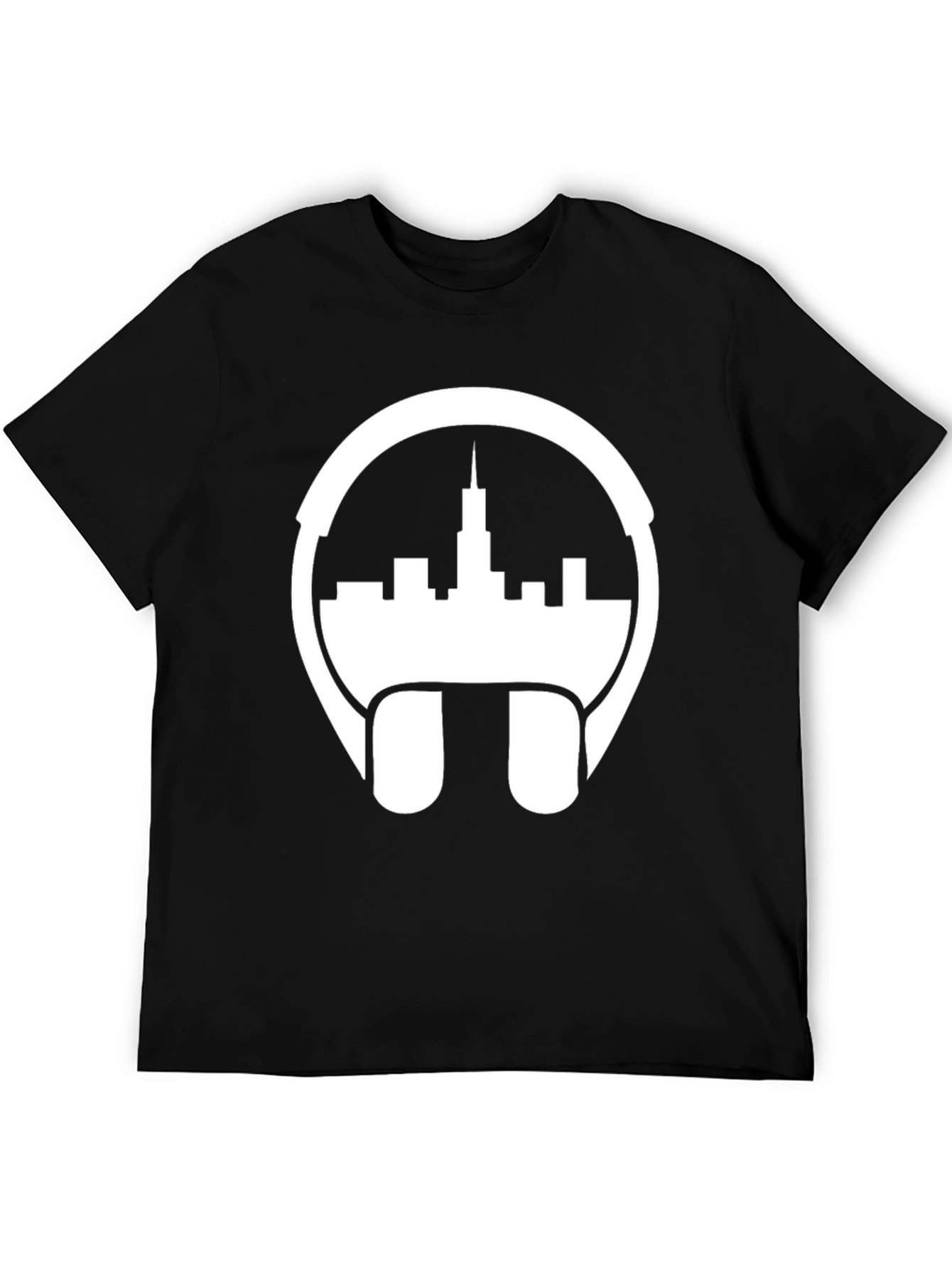 Cityscape Headphones Graphic Tee - Stylish & Unique