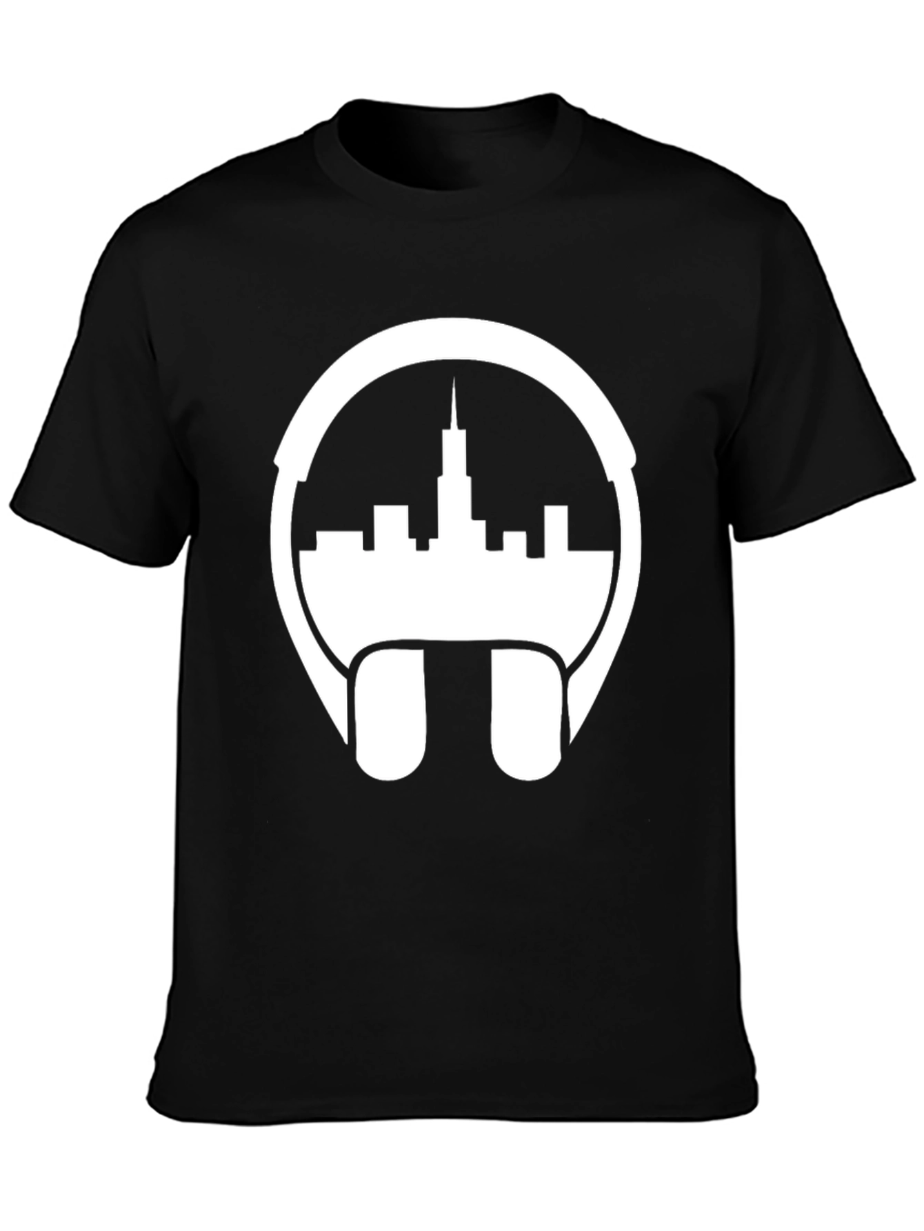 Cityscape Headphones Graphic Tee - Stylish & Unique