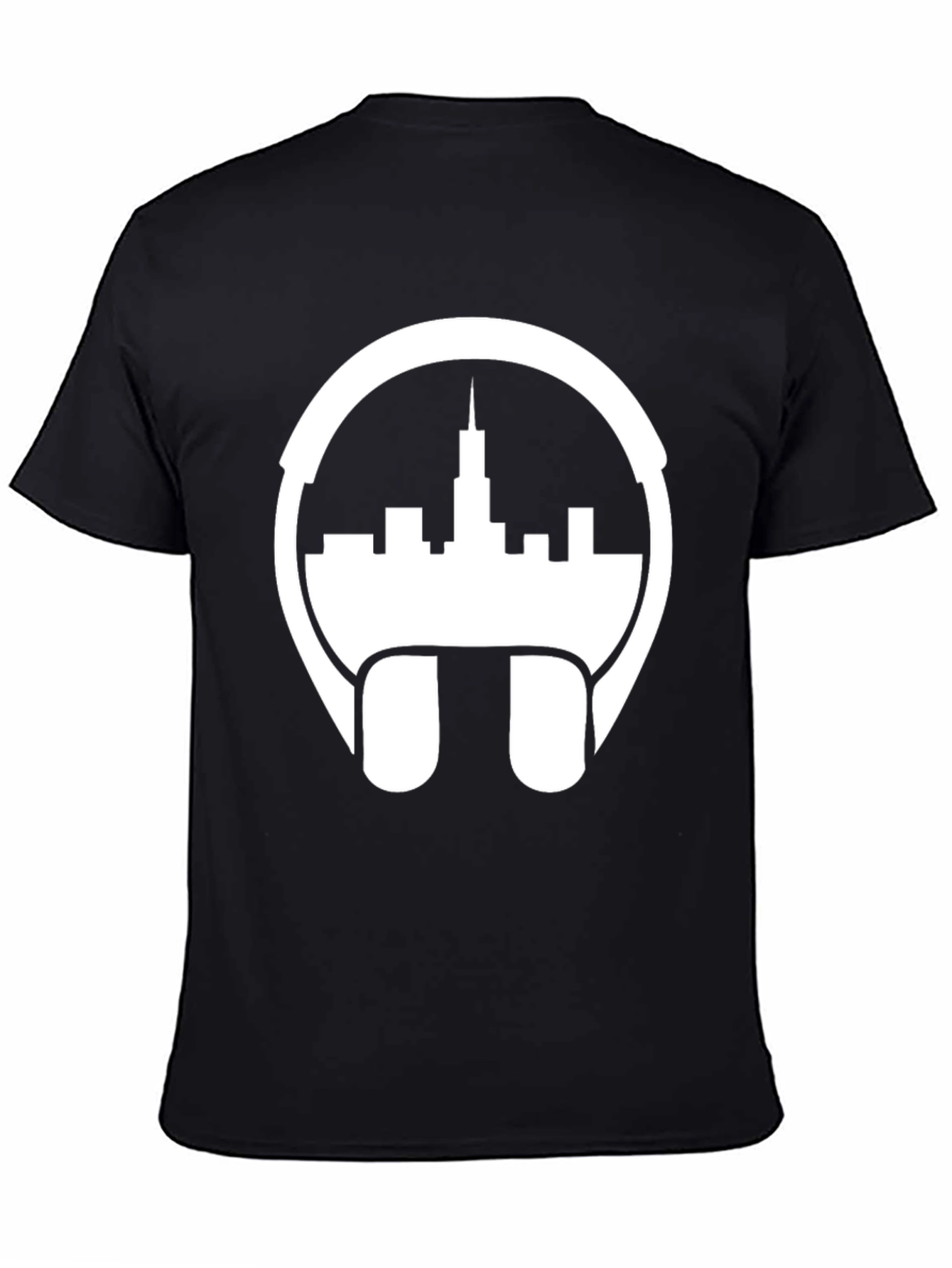 Cityscape Headphones Graphic Tee - Stylish & Unique