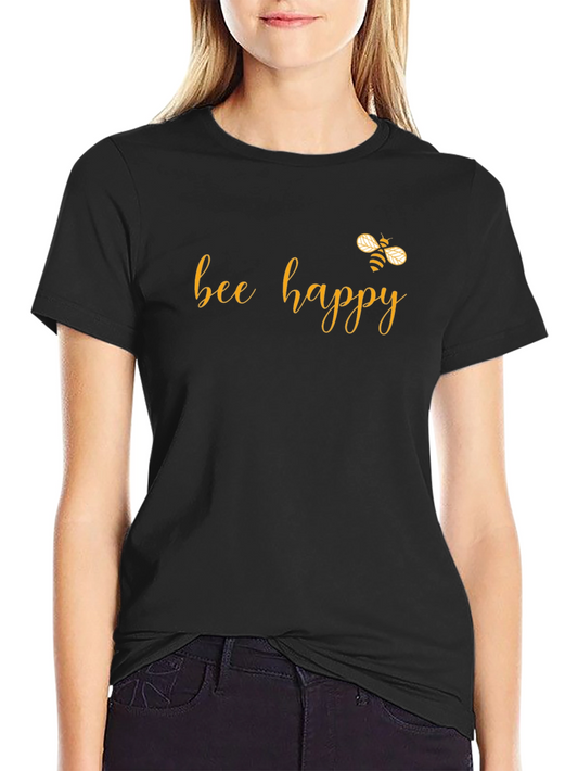Bee Happy Black T-Shirt - Positive Graphic Tee