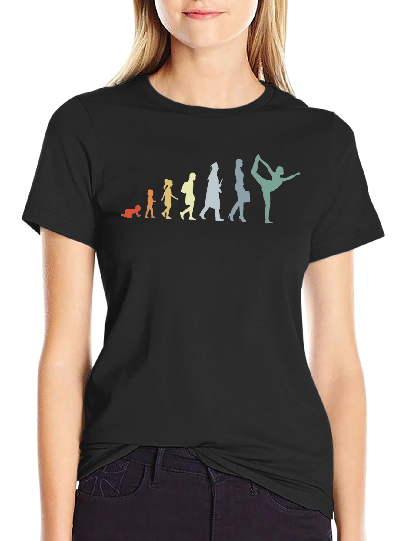 Evolution of Woman Black T-Shirt