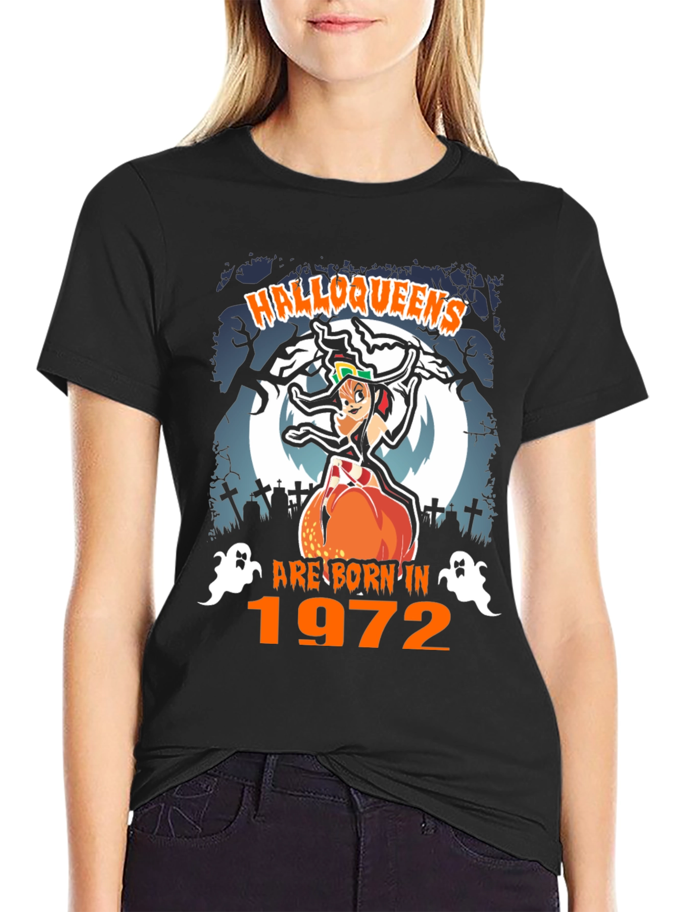 Halloween Birthday T-Shirt - Halloqueens Born in 1972