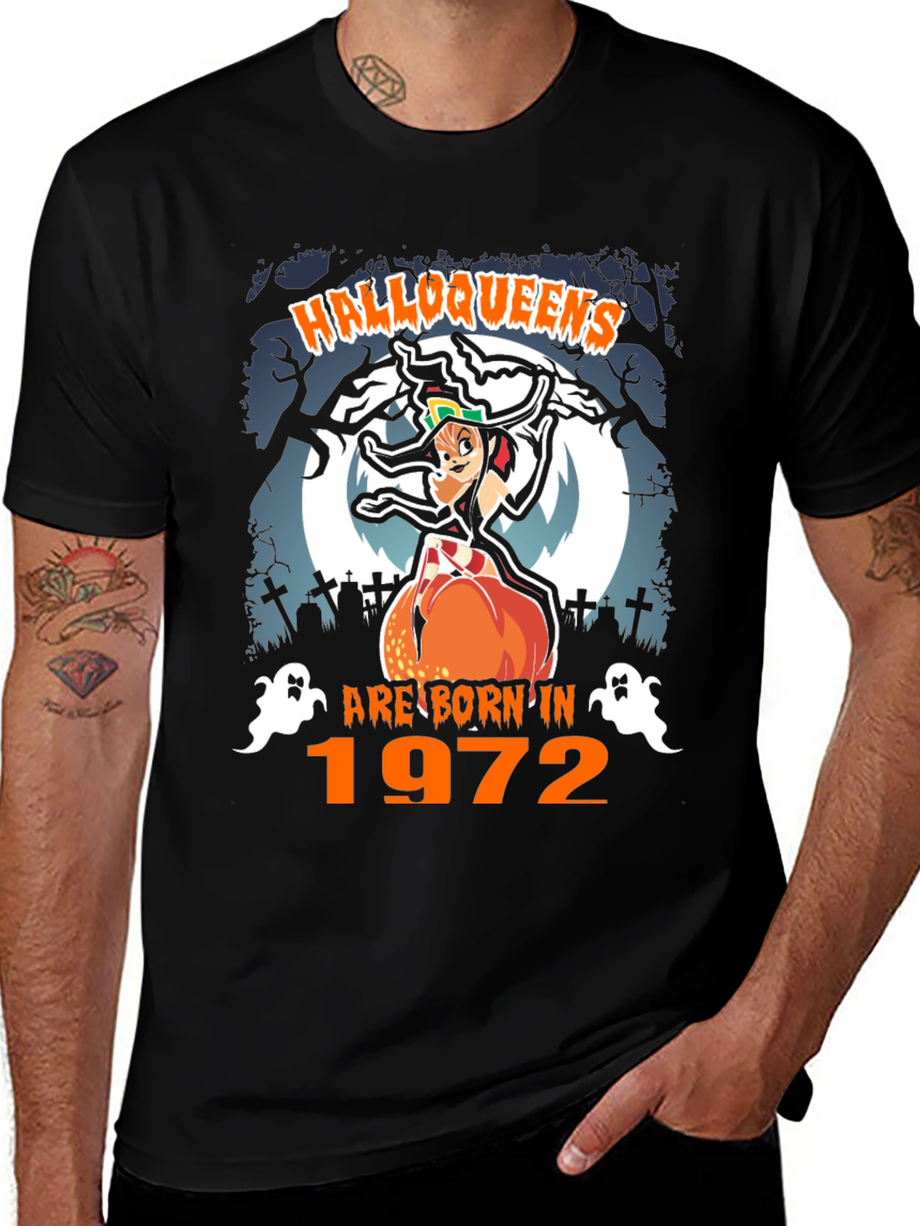 Halloween Birthday T-Shirt - Halloqueens Born in 1972