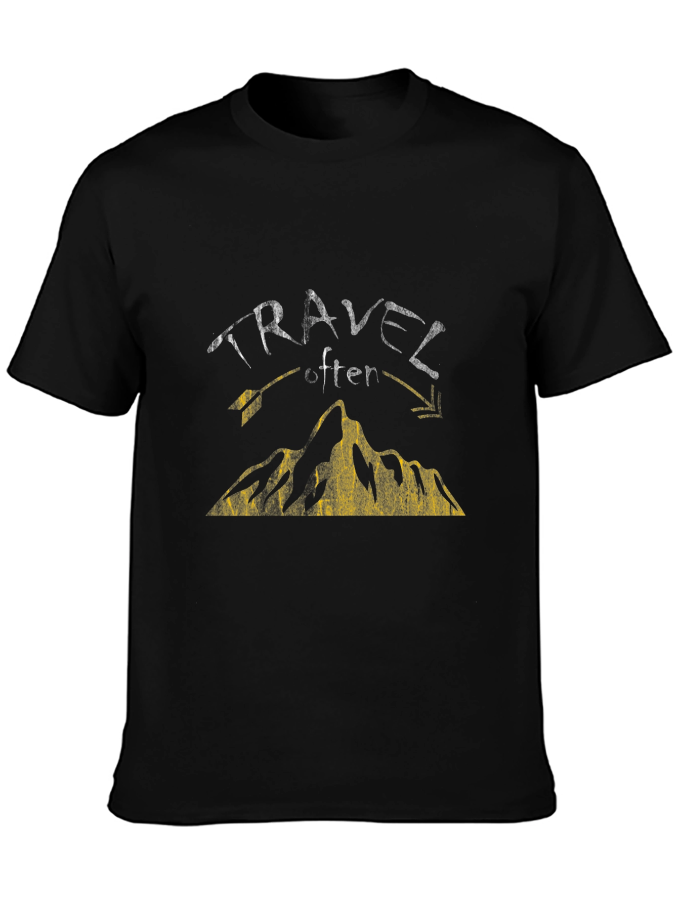 Travel Often Black Graphic Tee - Mountain Adventure Shirt