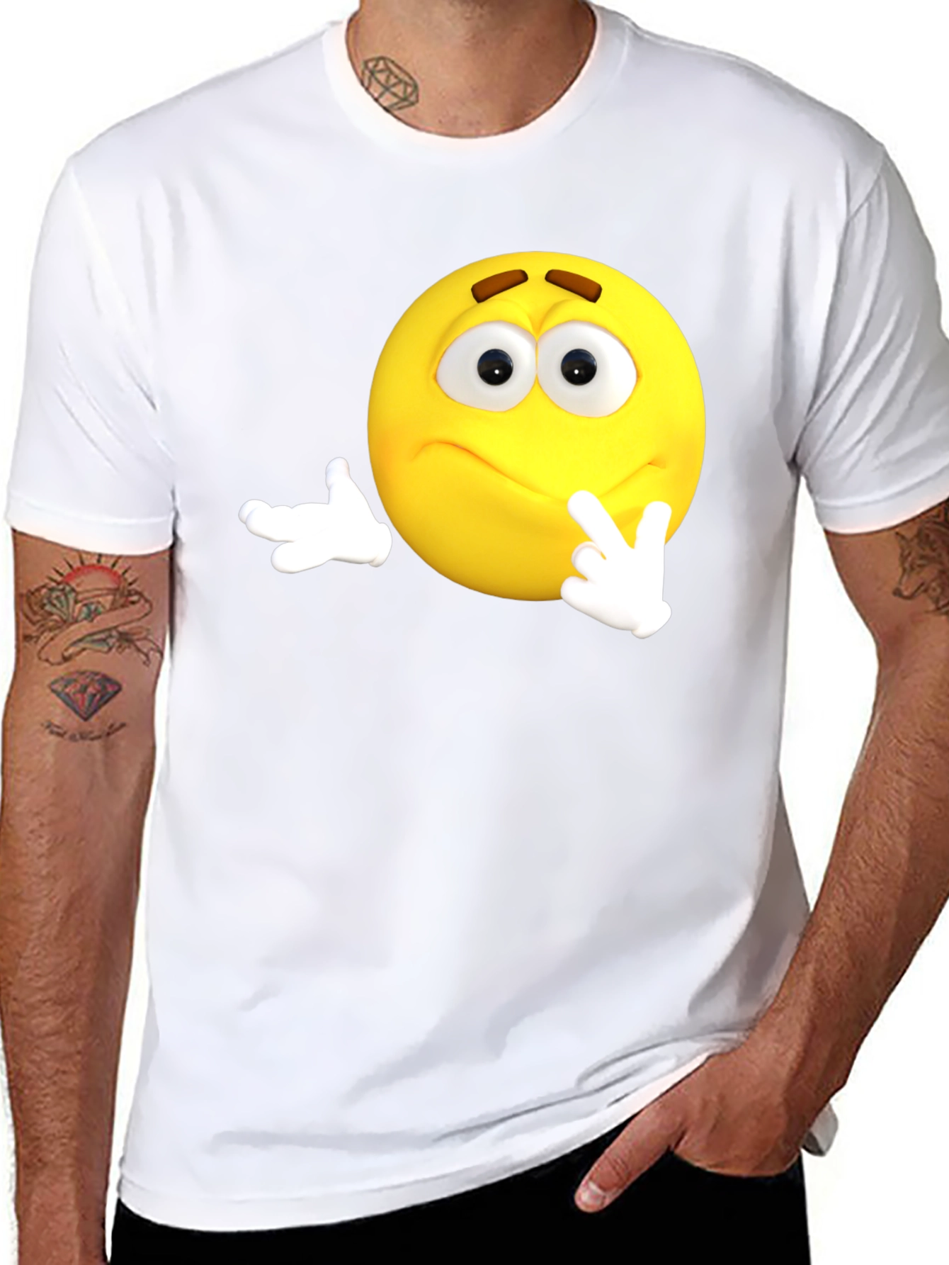 Thinking Emoji Black T-Shirt