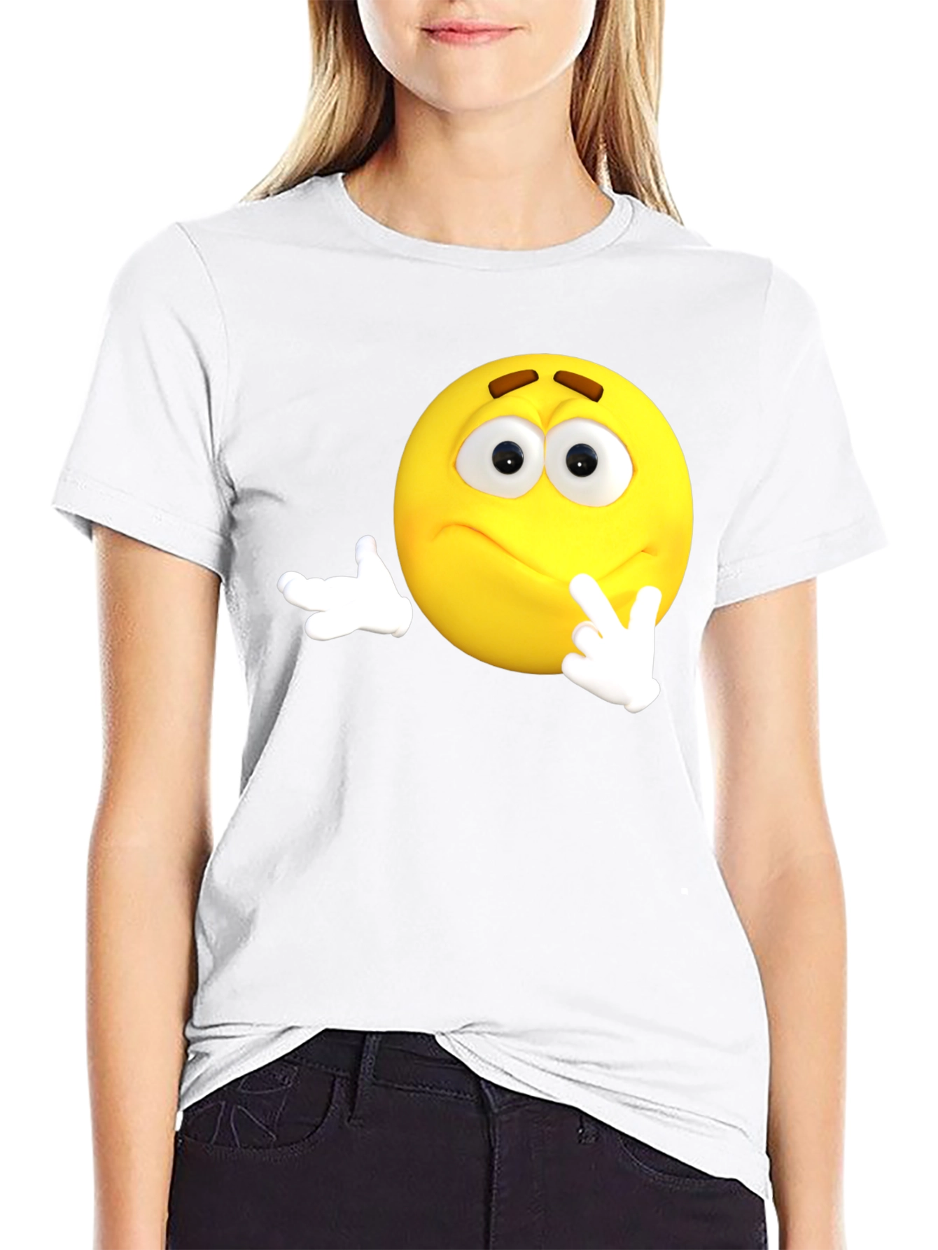 Thinking Emoji Black T-Shirt