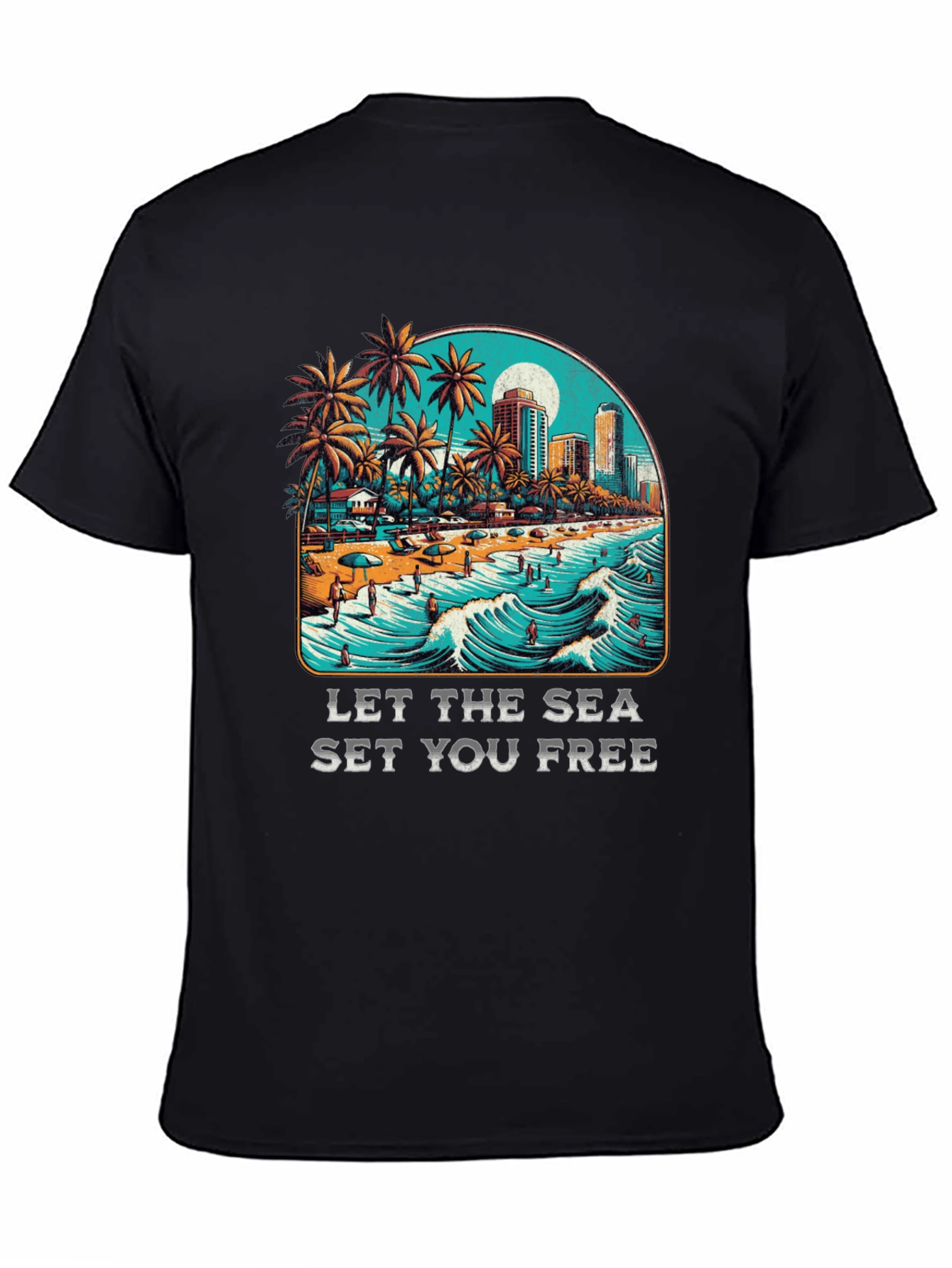 Let the Sea Set You Free Black Graphic Tee