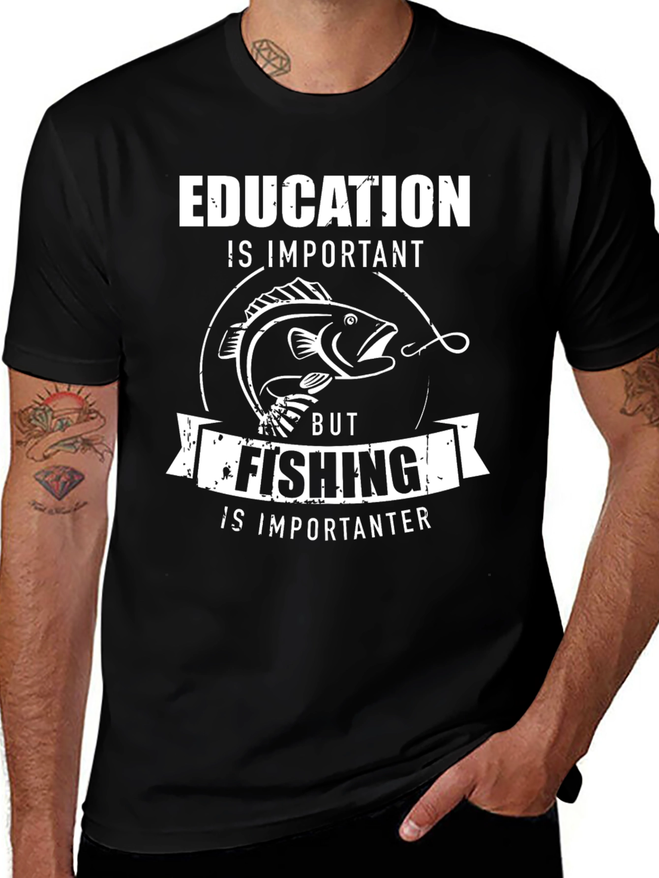 Funny Fishing T-Shirt: Education vs. Fishing