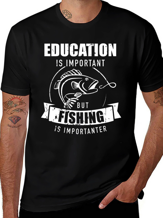 Funny Fishing T-Shirt: Education vs. Fishing