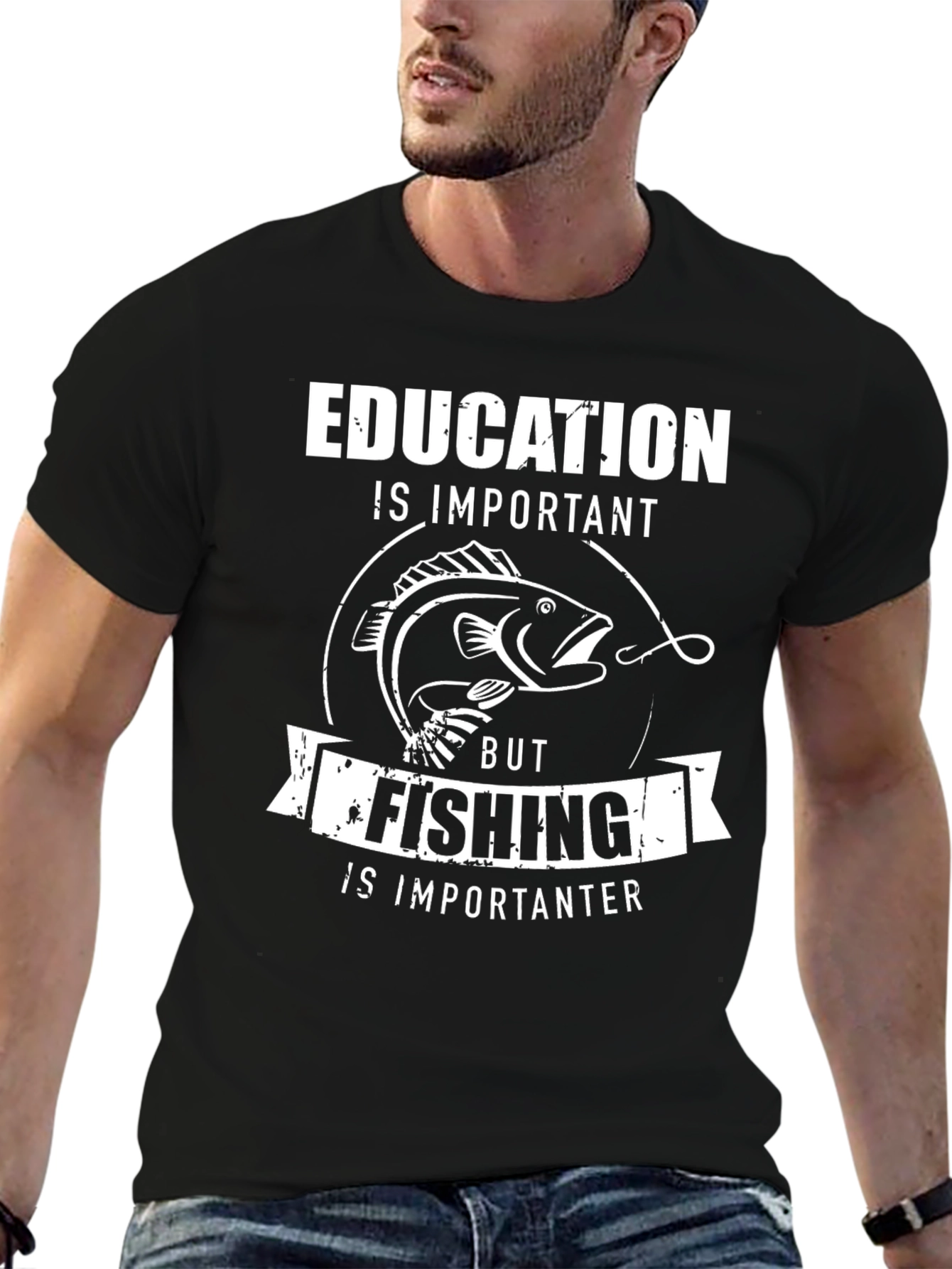 Funny Fishing T-Shirt: Education vs. Fishing