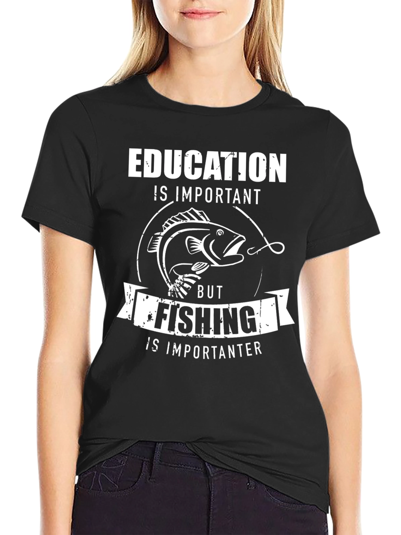 Funny Fishing T-Shirt: Education vs. Fishing