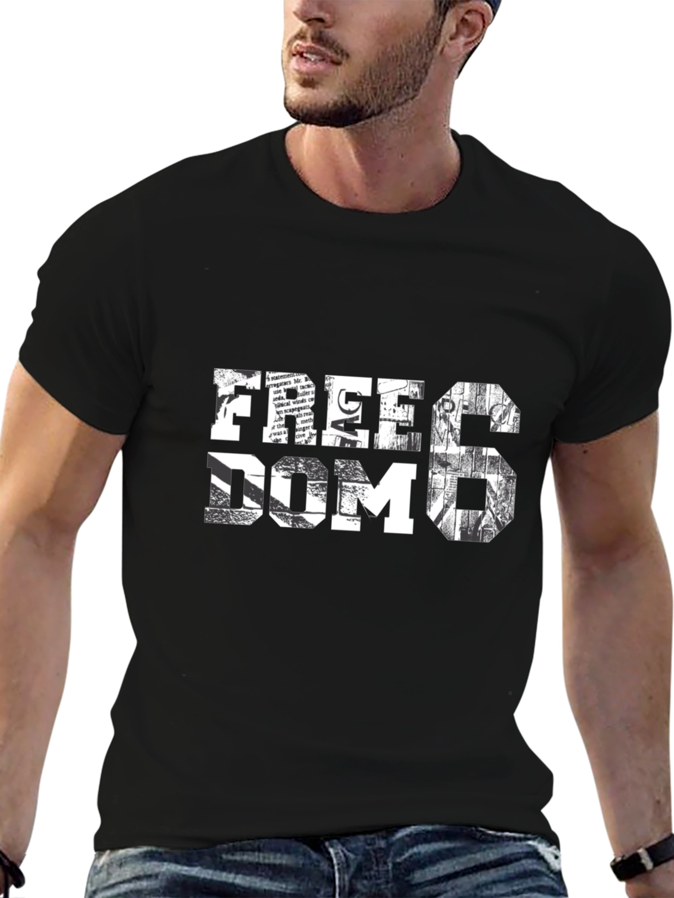 Freedom Graphic Print Mens Black T-Shirt