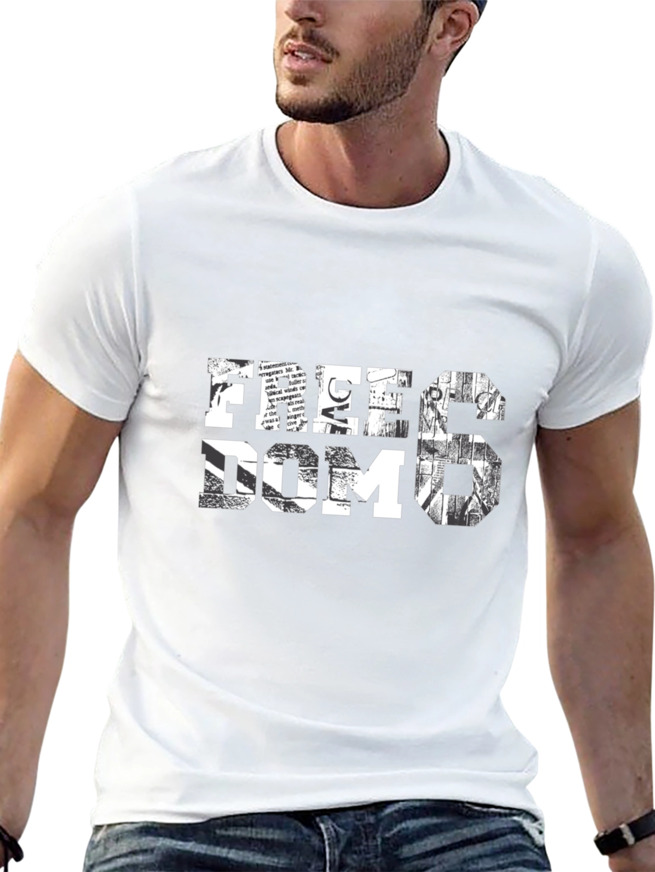 Freedom Graphic Print Mens Black T-Shirt